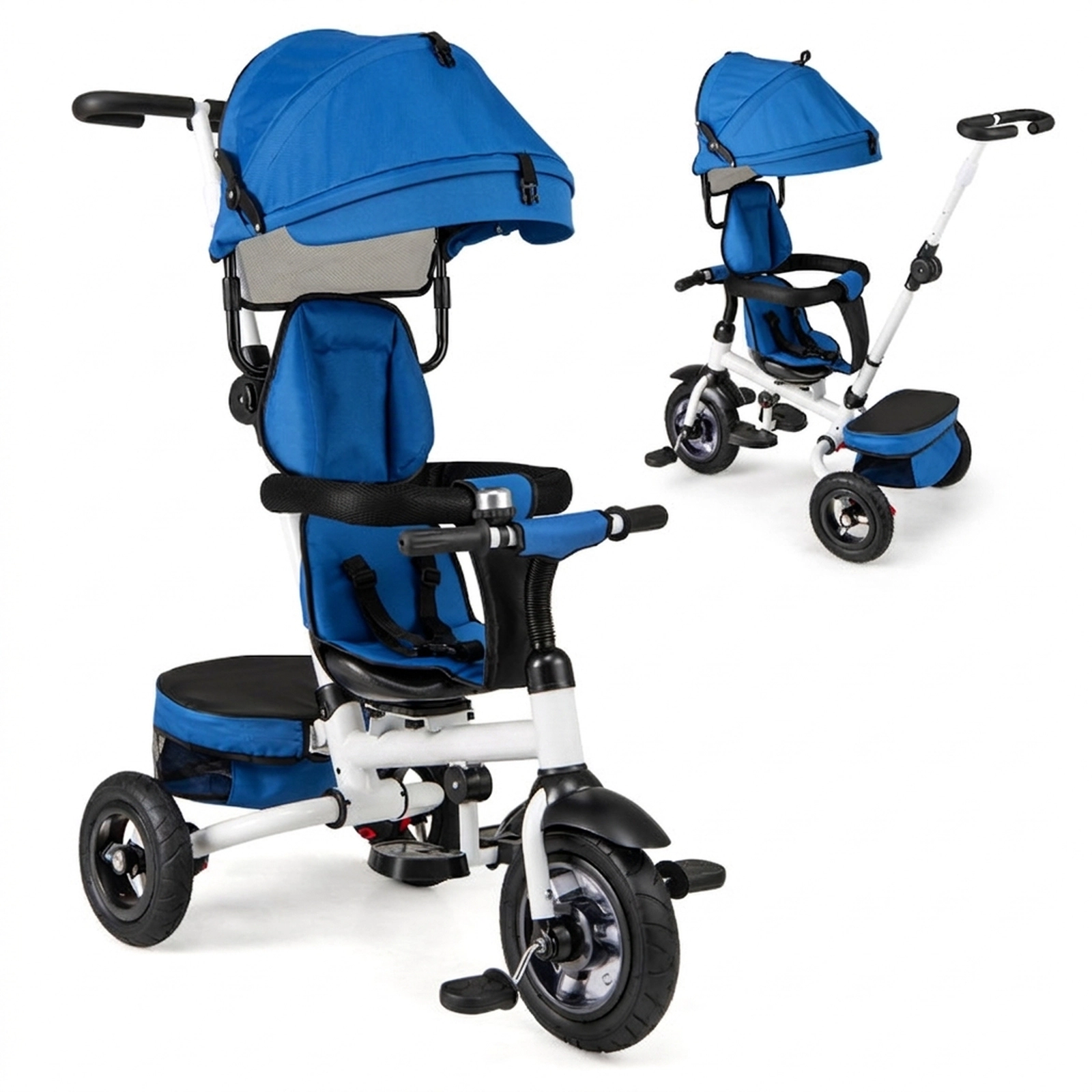 SUGIFT Folding Tricycle Baby Stroller with Reversible Seat and Adjustable Canopy 55-lb Capacity Ages 1-5 Blue