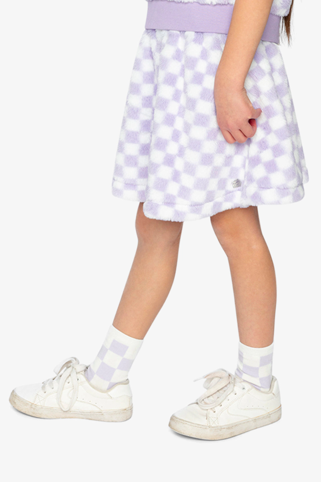 Deux par Girls Tile Pattern Faux Fur Skirt