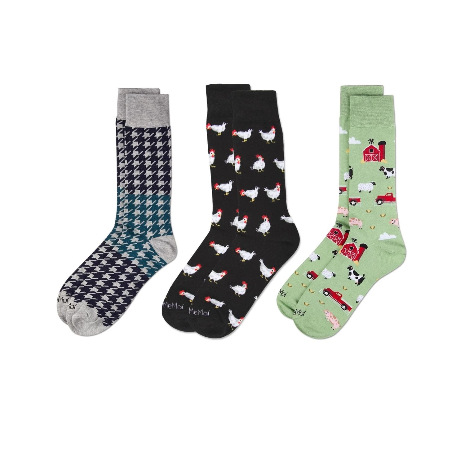 MeMoi 3 Pair Men's Vacation Themed Novelty Crew Socks