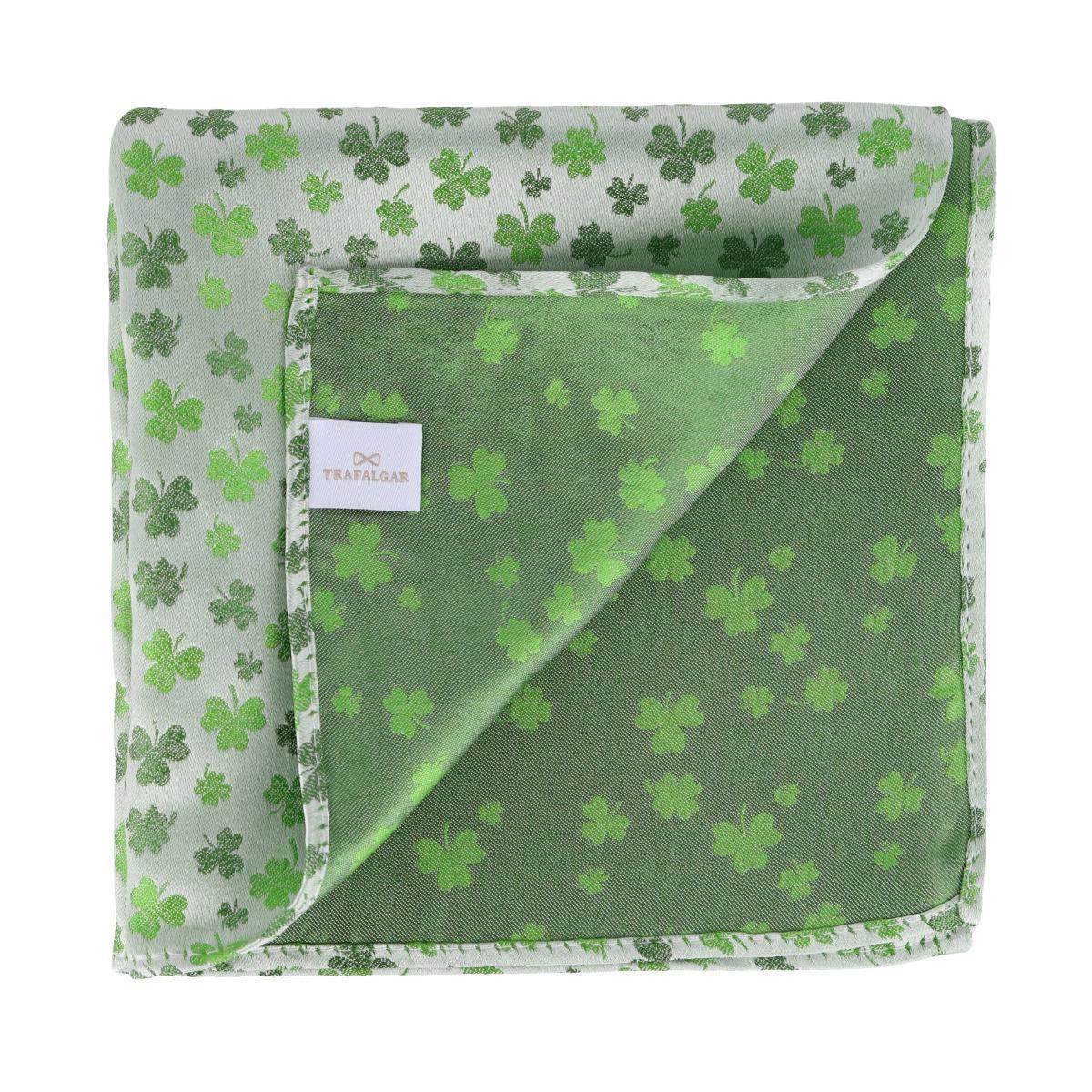 Trafalgar White Shamrock Novelty Silk 12x12 Pocket Square