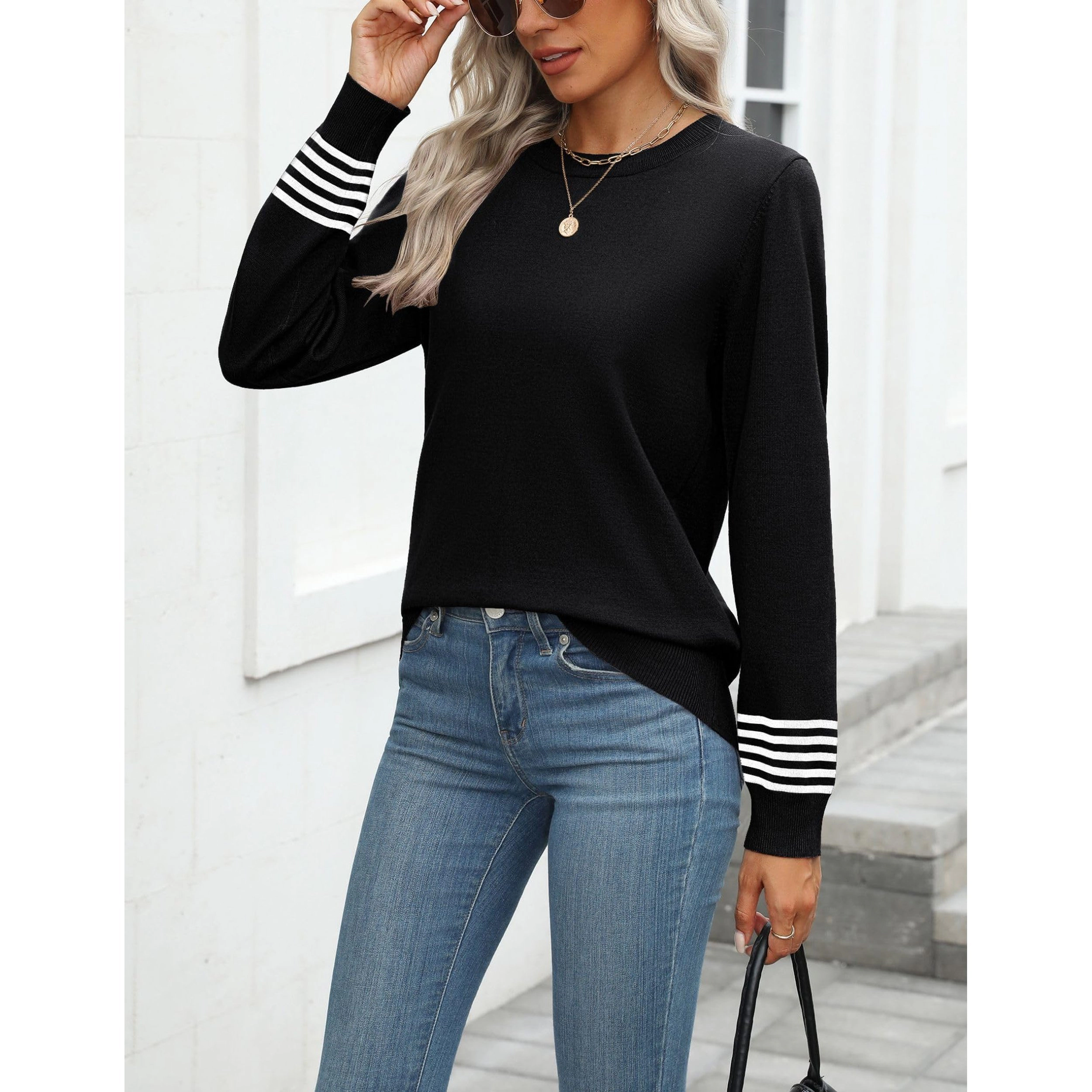 Zeagoo Women's Long Sleeve Crew Neck Loose Pullover