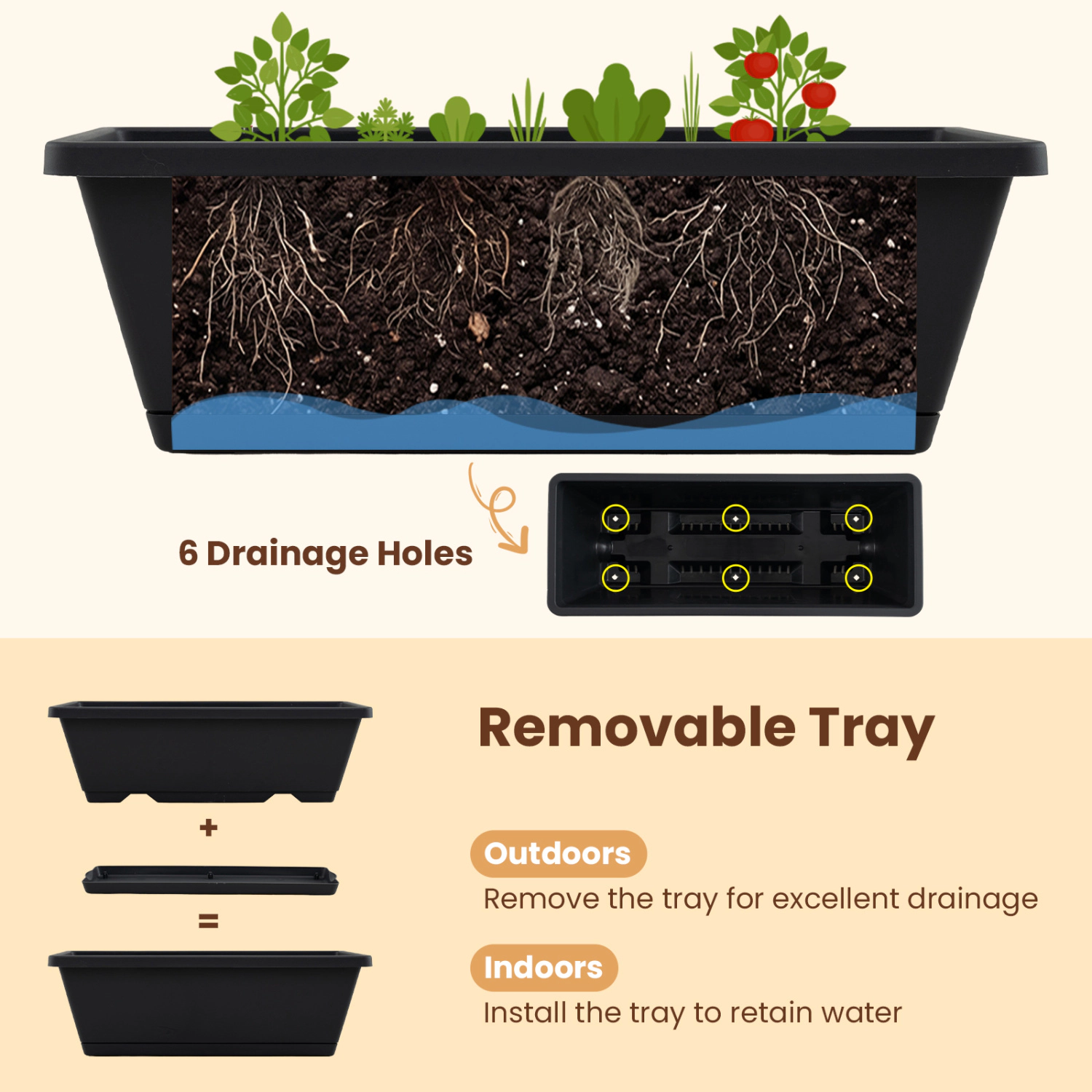LJG 5-Tier Vertical Raised Garden Bed with Drainage Holes for Patio