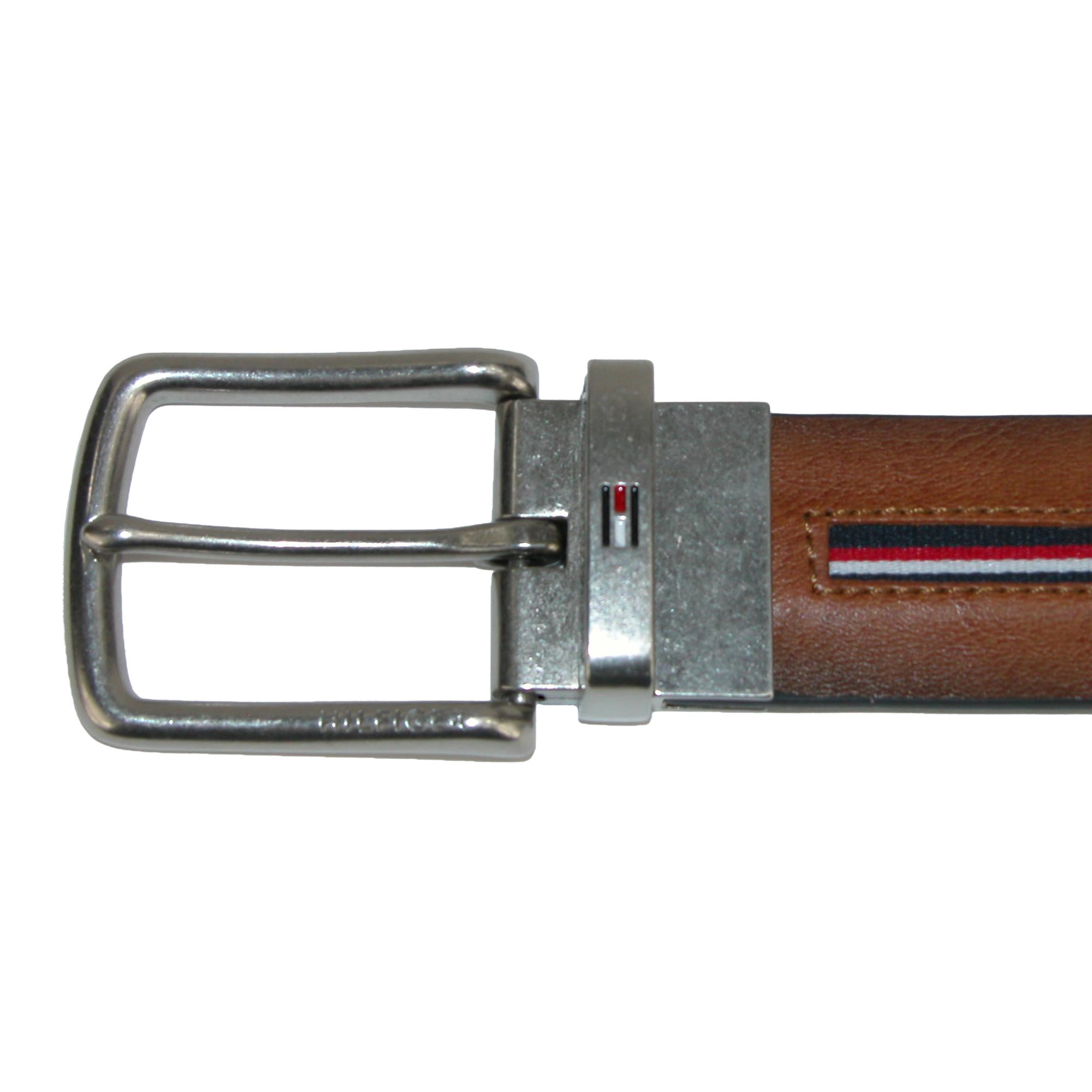 Tommy Hilfiger Men's Reversible Jean Belt with Ribbon Inlay