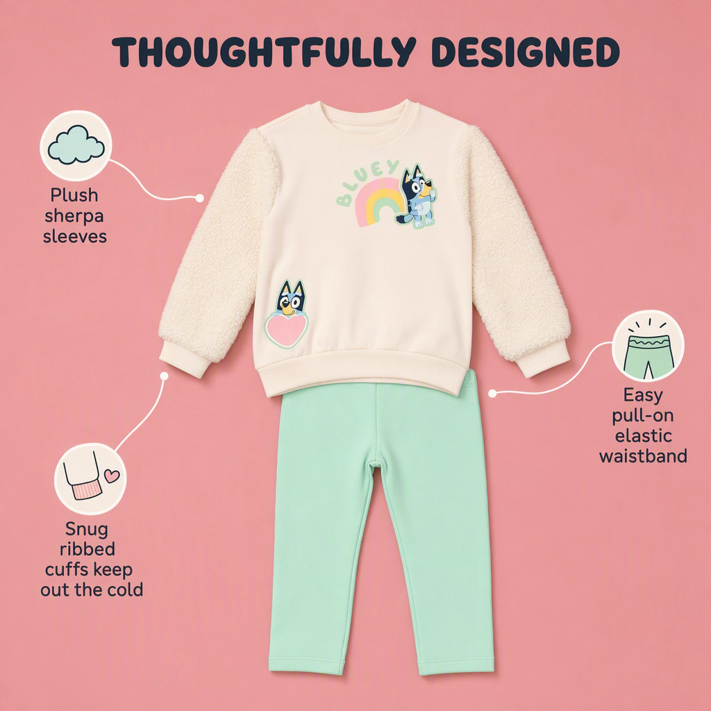 Bluey Girls' 2-Piece Fleece Sweatshirt and Leggings Set