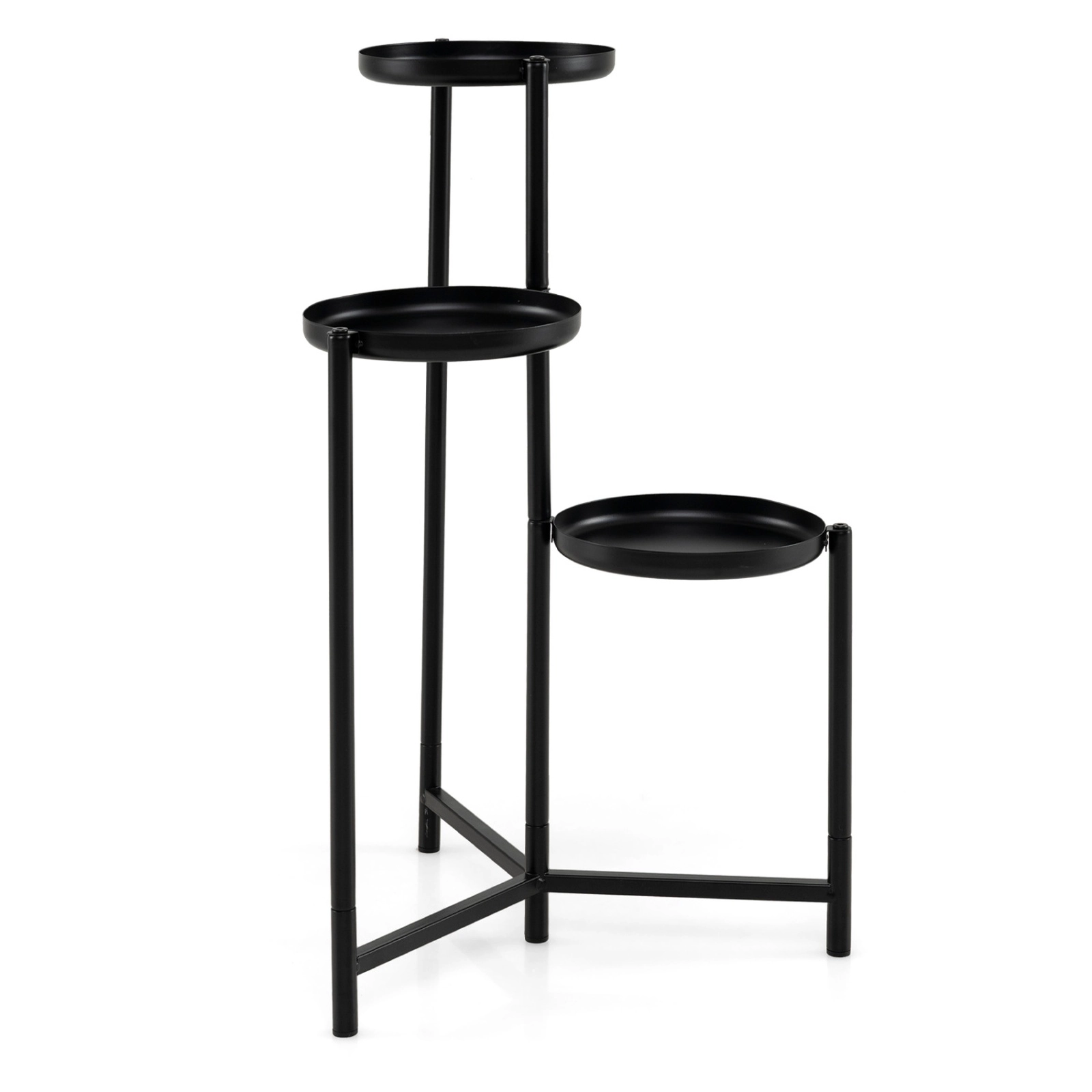 SUGIFT 3-Tier Corner Plant Stand Flower Pot Holder 5.5-lb Capacity Per Tray Indoor Outdoor Black