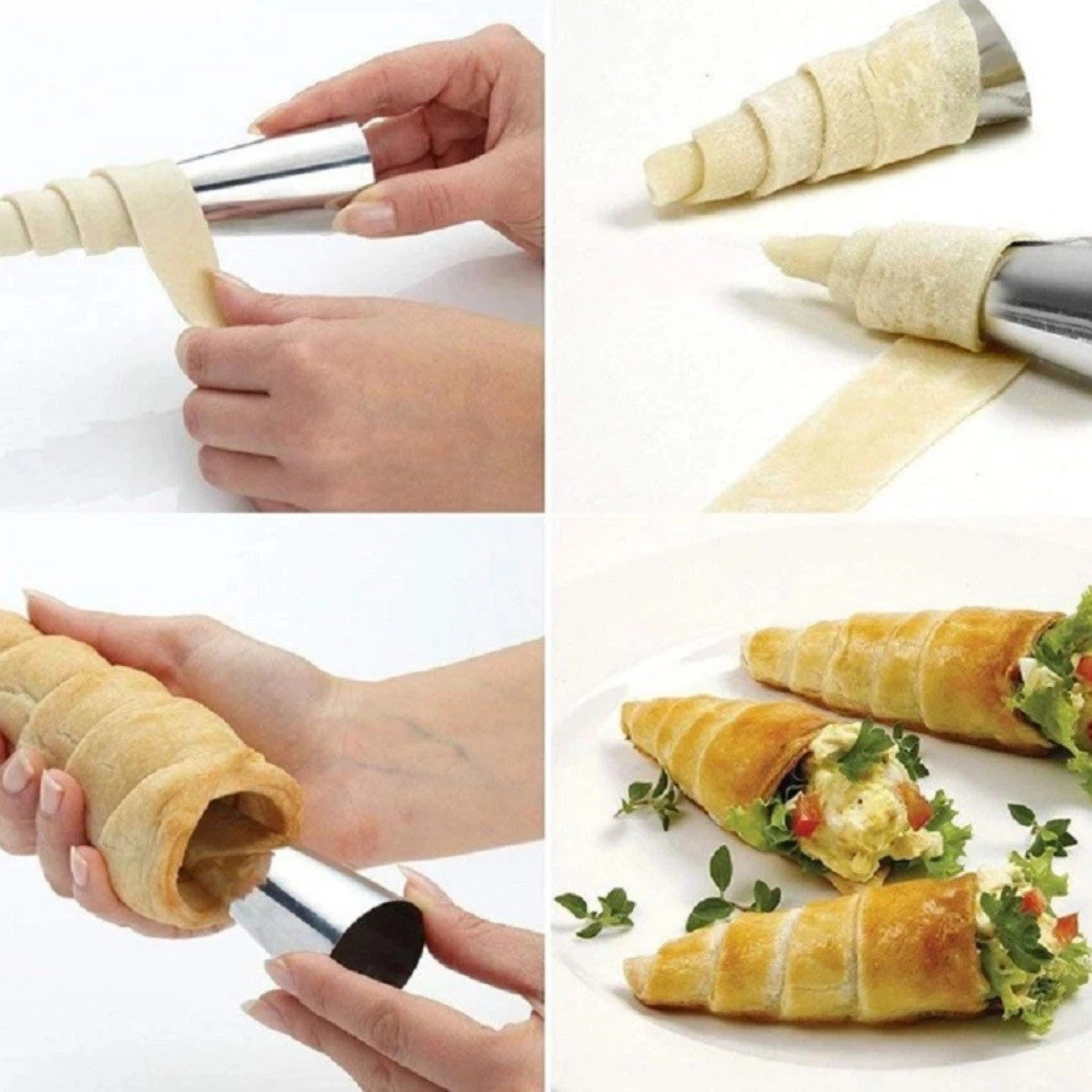 Home Collection 12Pc Stainless Steel Pastry Mold Set Cream Horn Cannoli Baking Tubes