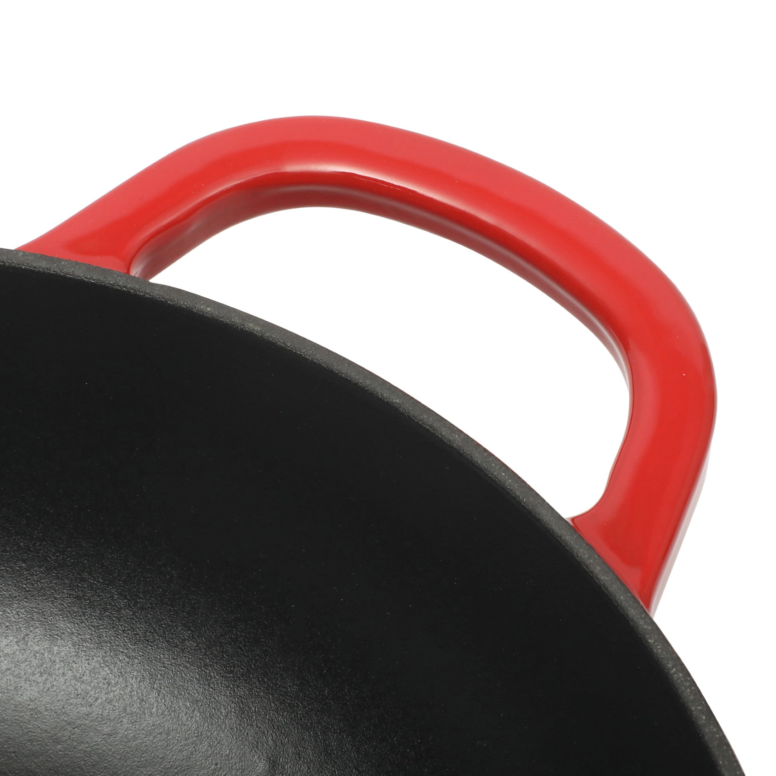 Crock Pot 5 Quart Enameled Cast Iron Multi-Use Everday Pan With Borosilicate Lid in Red