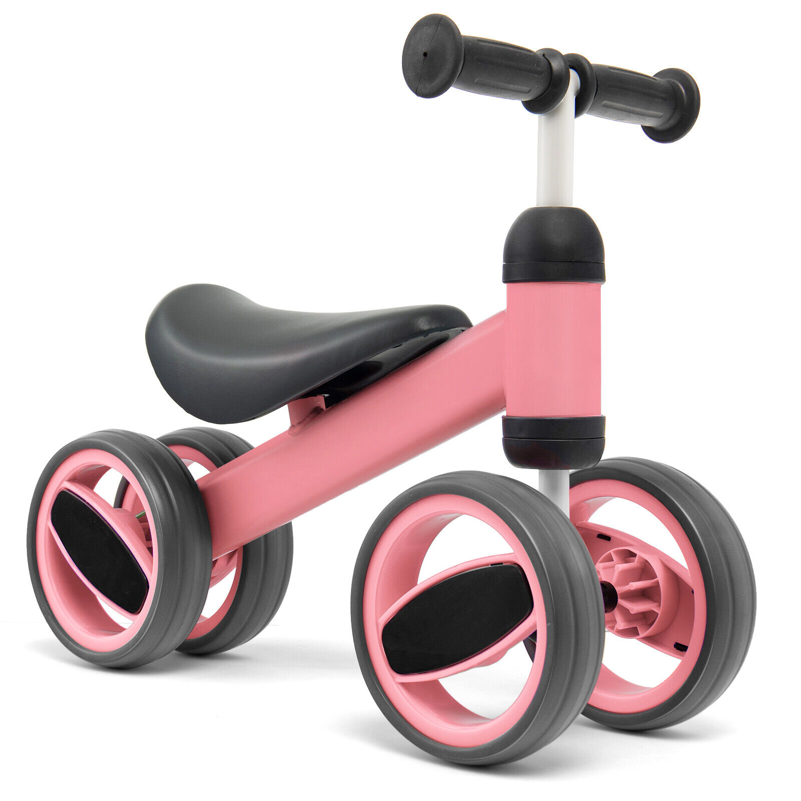 SUGIFT 4-Wheel Baby Balance Bicycle Toy with Steel Frame 44-lb Capacity Ages 1-2 Years Pink