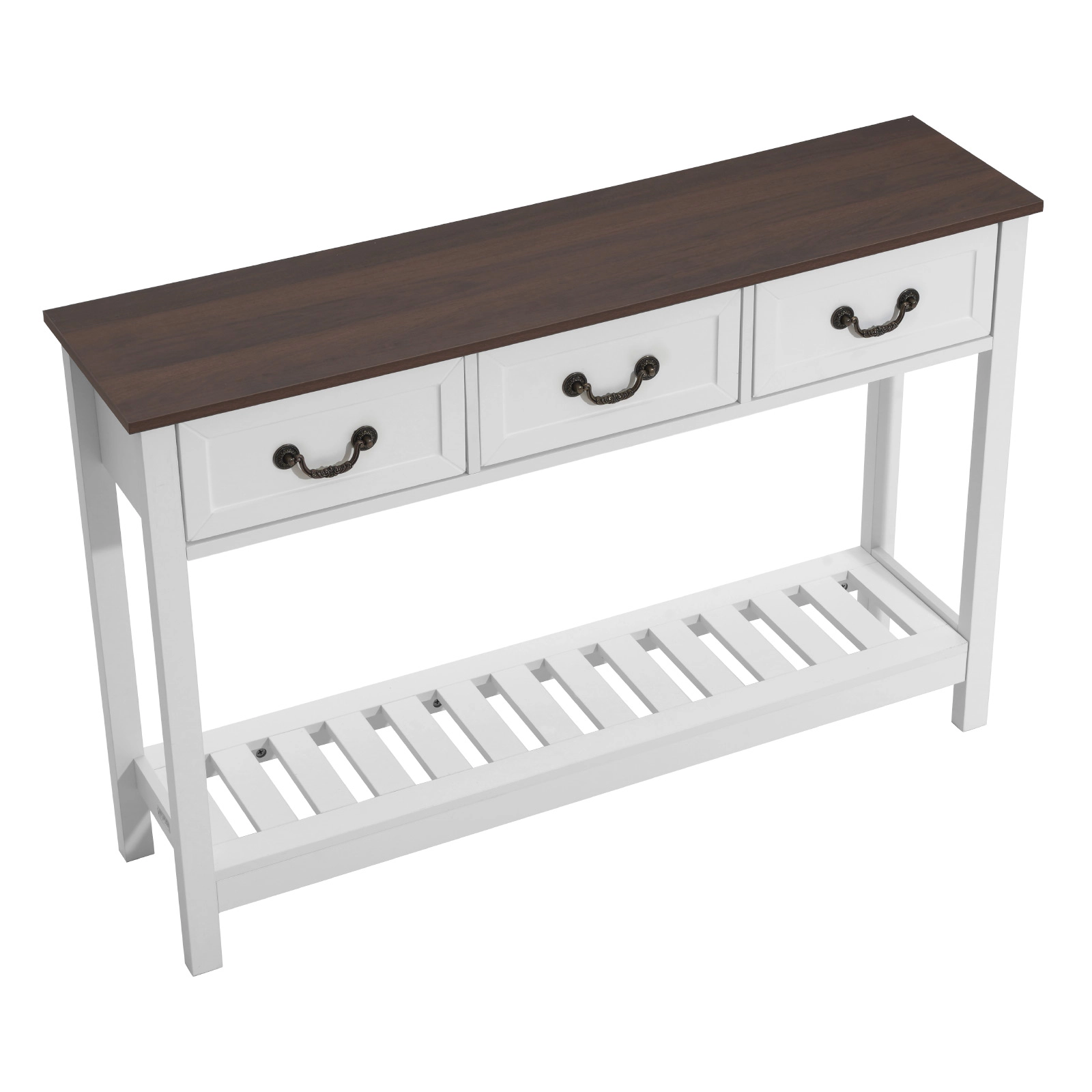 HONGGE Farmhouse Console Table Behind Couch, Wooden Rectangle Narrow Sofa Desk for Hallway Bedroom Living Room Foyer