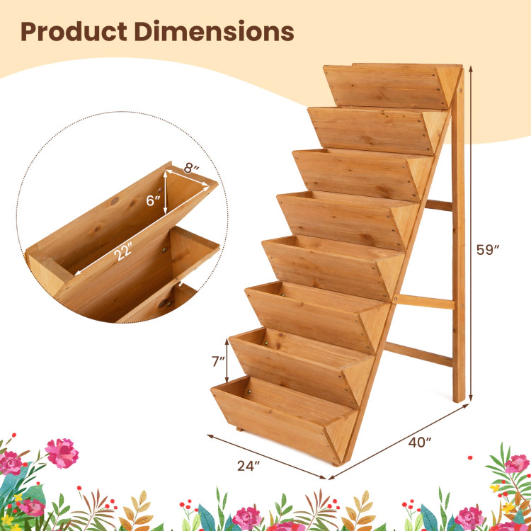 Hivvago 8-tier Vertical Raised Garden Bed Wood Elevated Planter Box with Legs