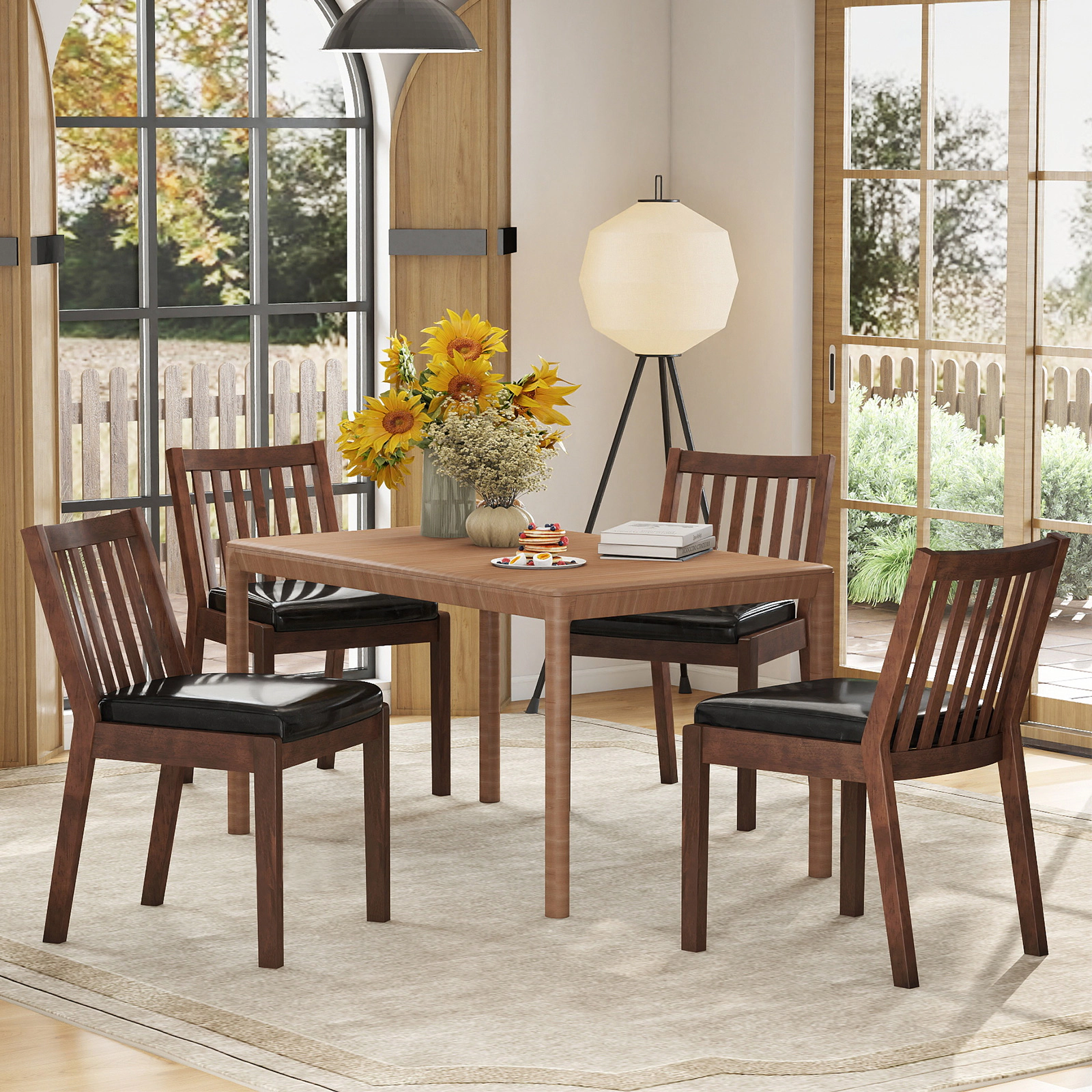 LJG PU Leather Upholstered Dining Chair with Padded Seat Set of 4