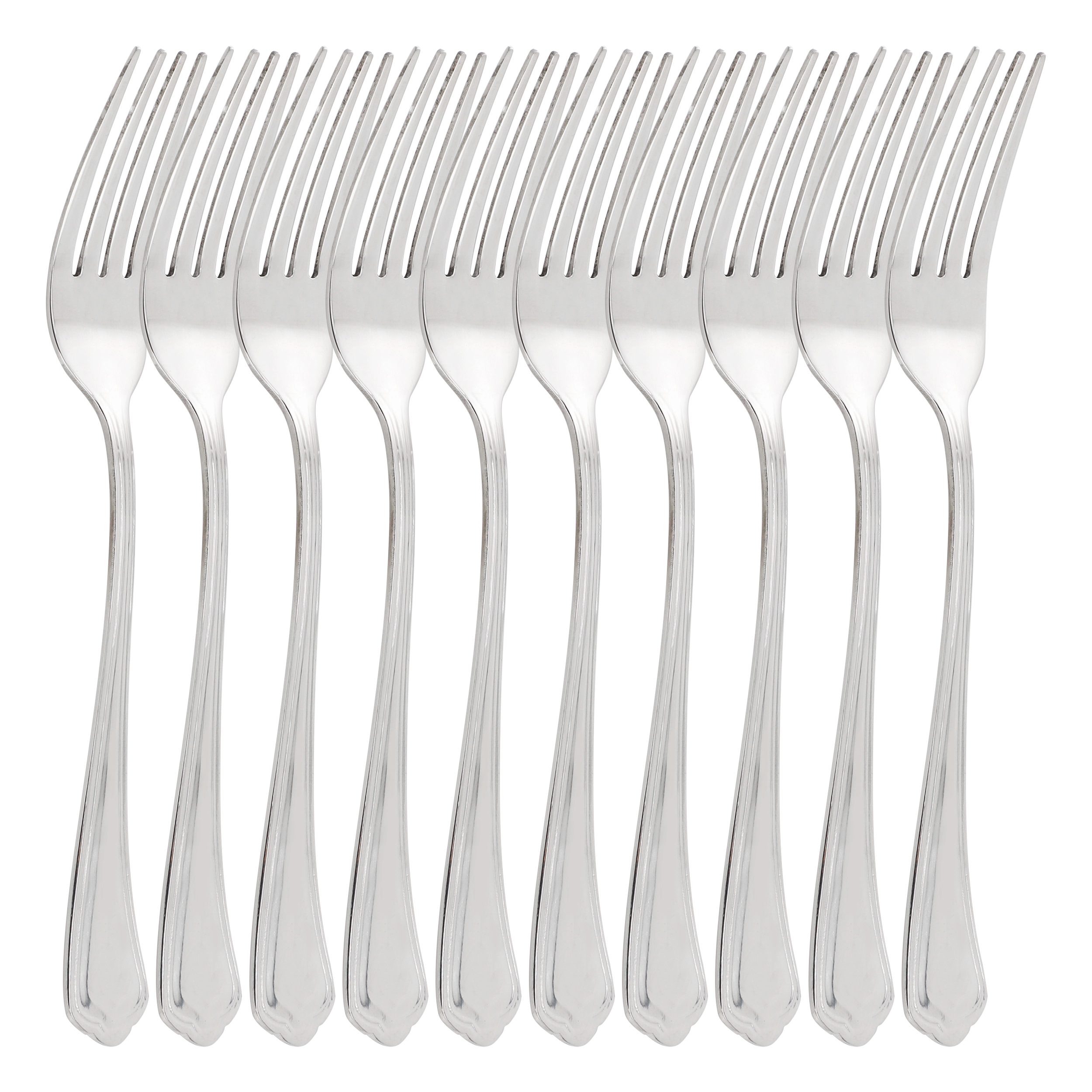 Gibson Home Hillside Daisies 10 Piece Stainless Steel Dinner Fork Set