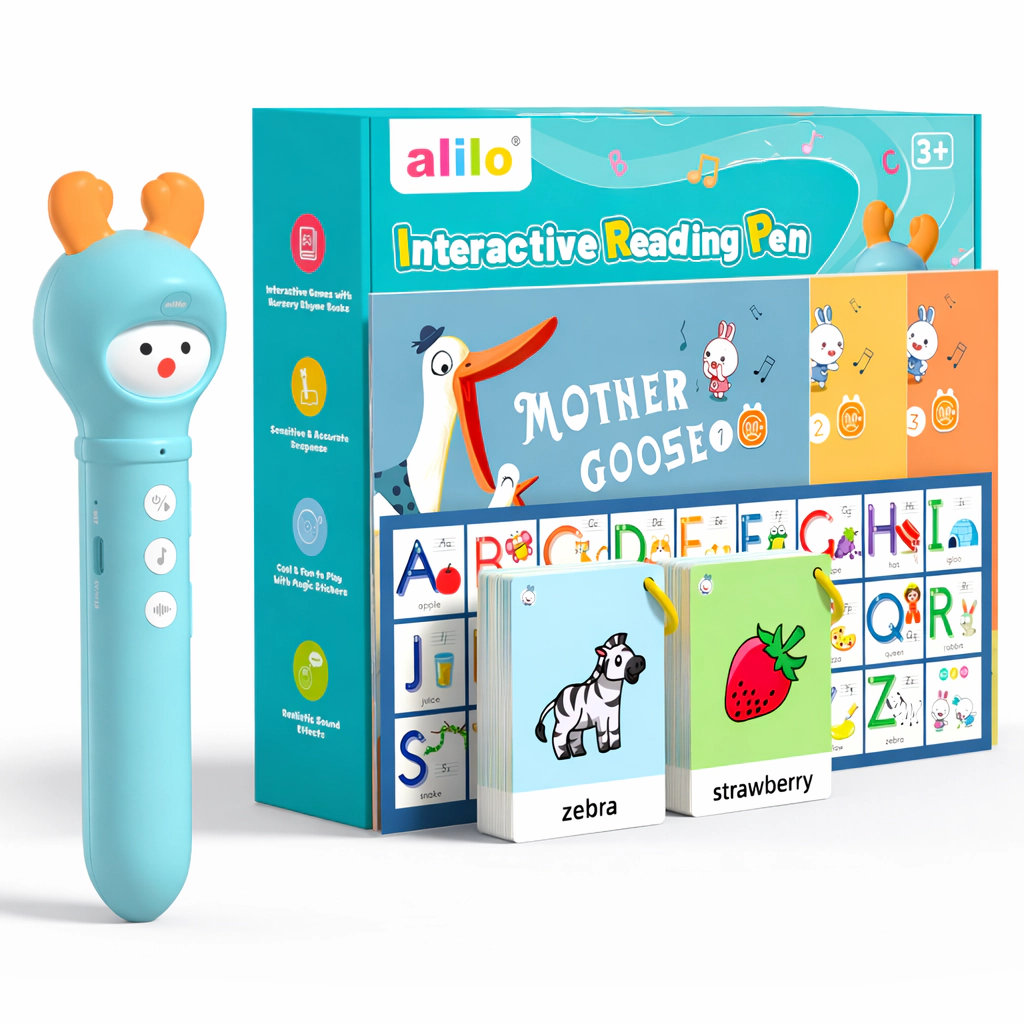 Alilo Interactive Reading Pen Set with 100 Flash Cards, 3 Talking Books, Music & Stories