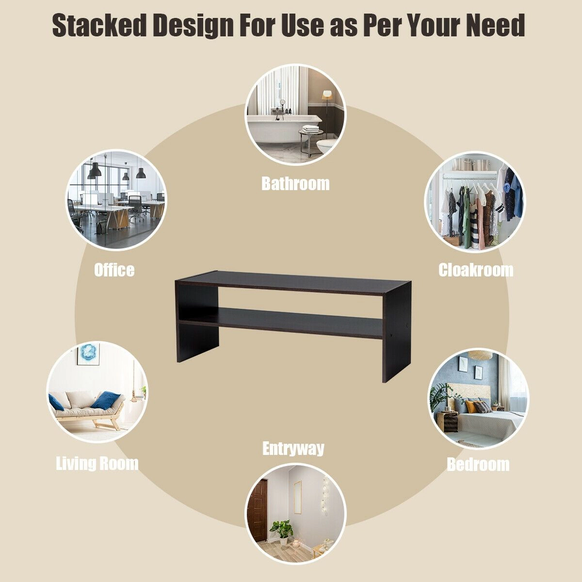 SlickBlue 3-Piece Stackable Shoe Rack with 6-Tier Storage Shelves