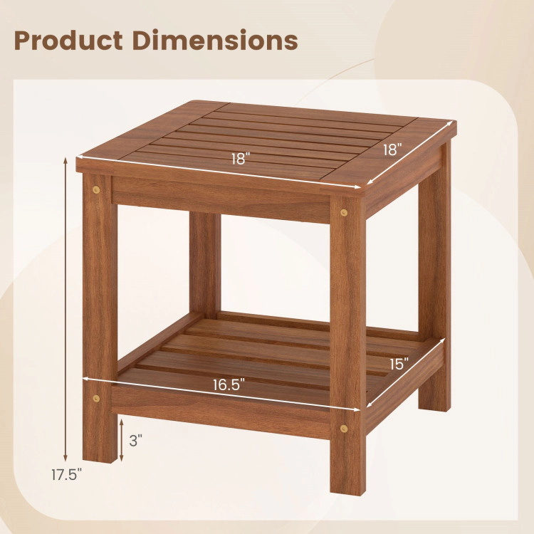Hivvago 2-Tier Outdoor Side Table With Storage Shelf For Patio
