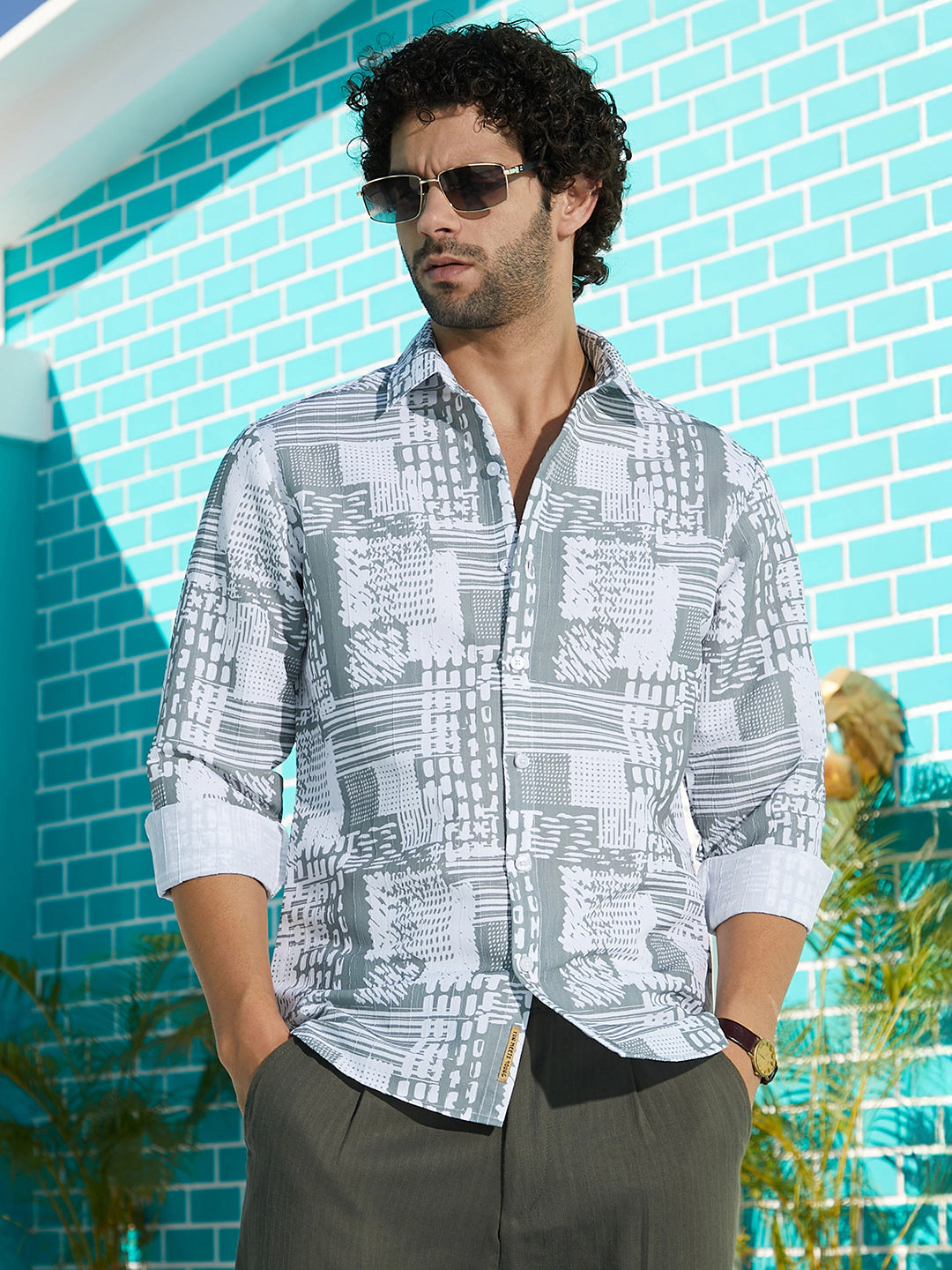Campus Sutra Men's Verve-Impressionistic Shirt