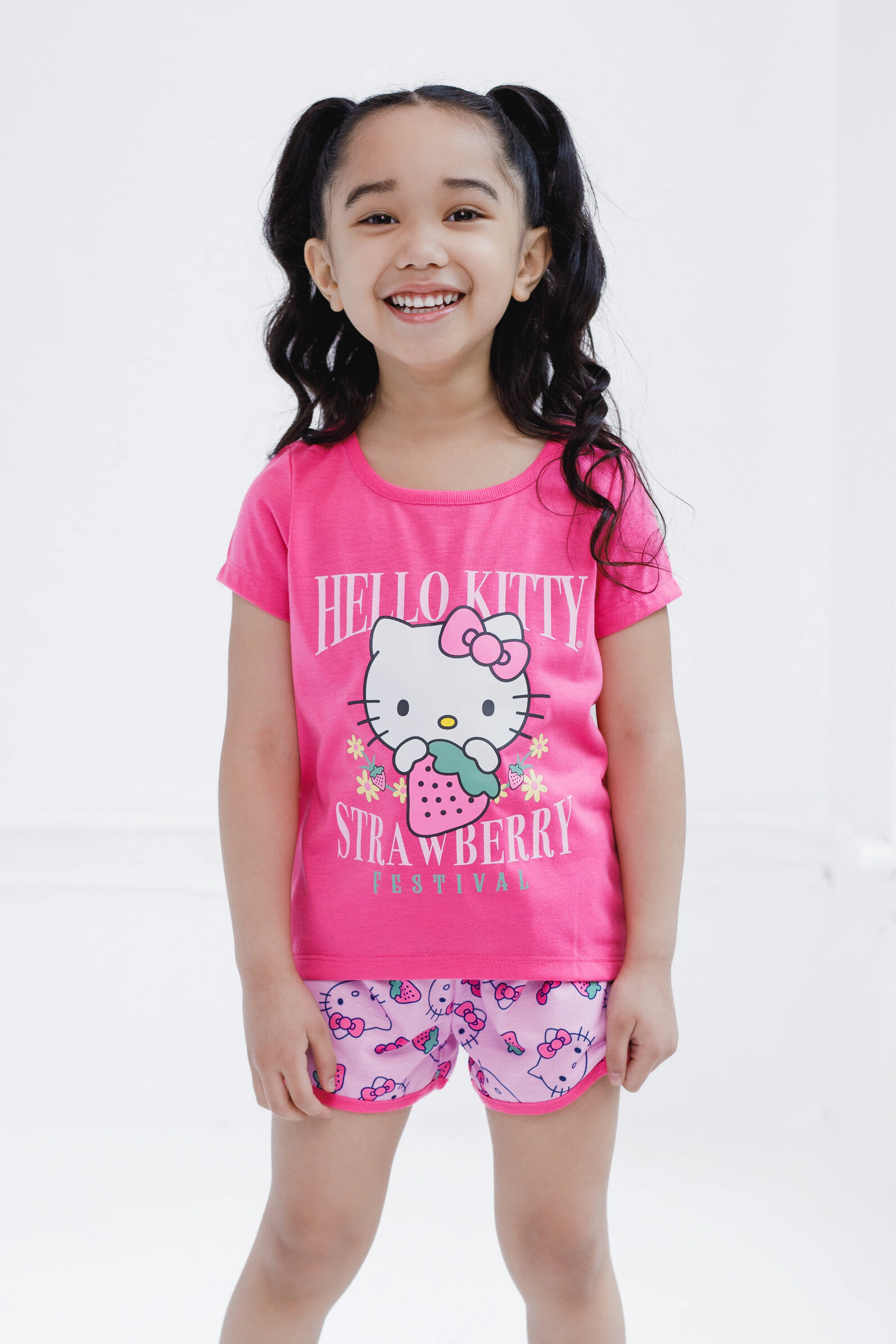 Hello Kitty Girls' T-Shirt and French Terry Shorts Set