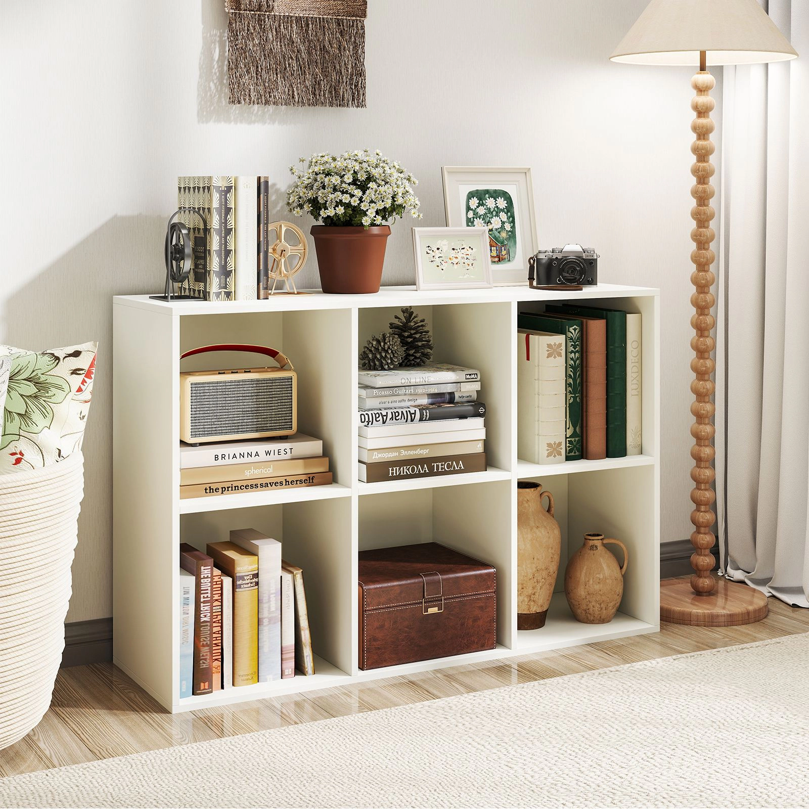 SlickBlue 6 Cube Bookcase with Open Storage Shelves for Home Organization