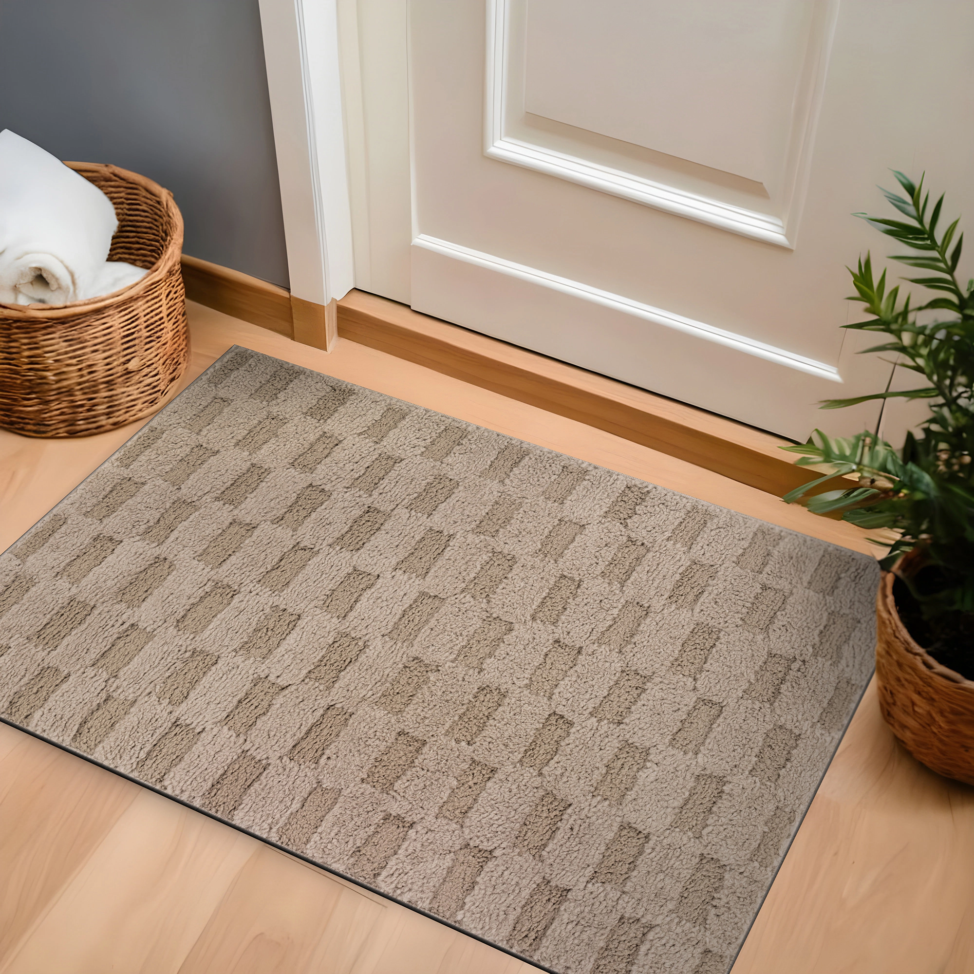 World Rug Gallery Checkerboard Soft Shag High-Low Indoor Area