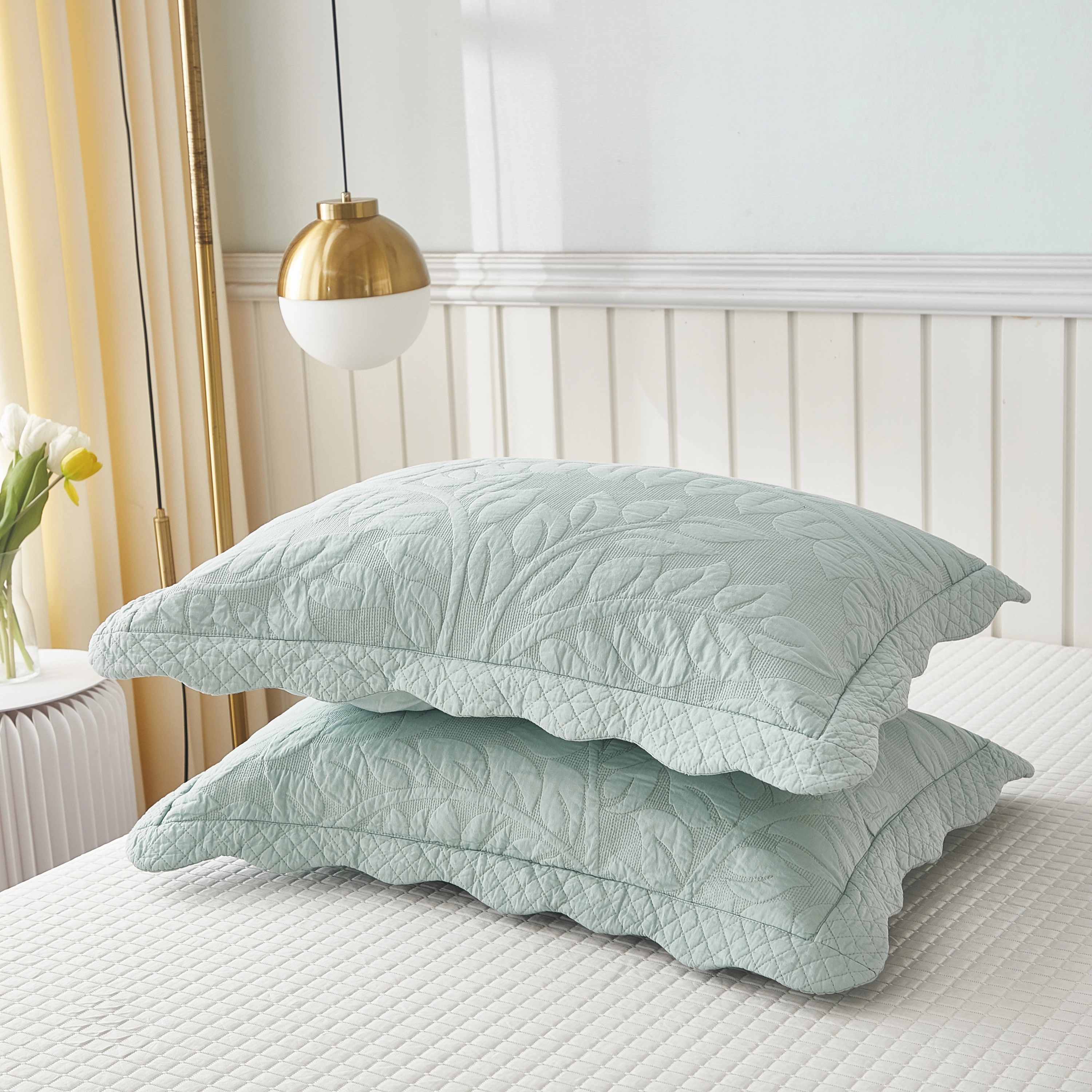 Marcielo 2 Piece 100% Cotton Quilted Pillow Shams, Decorative Covers