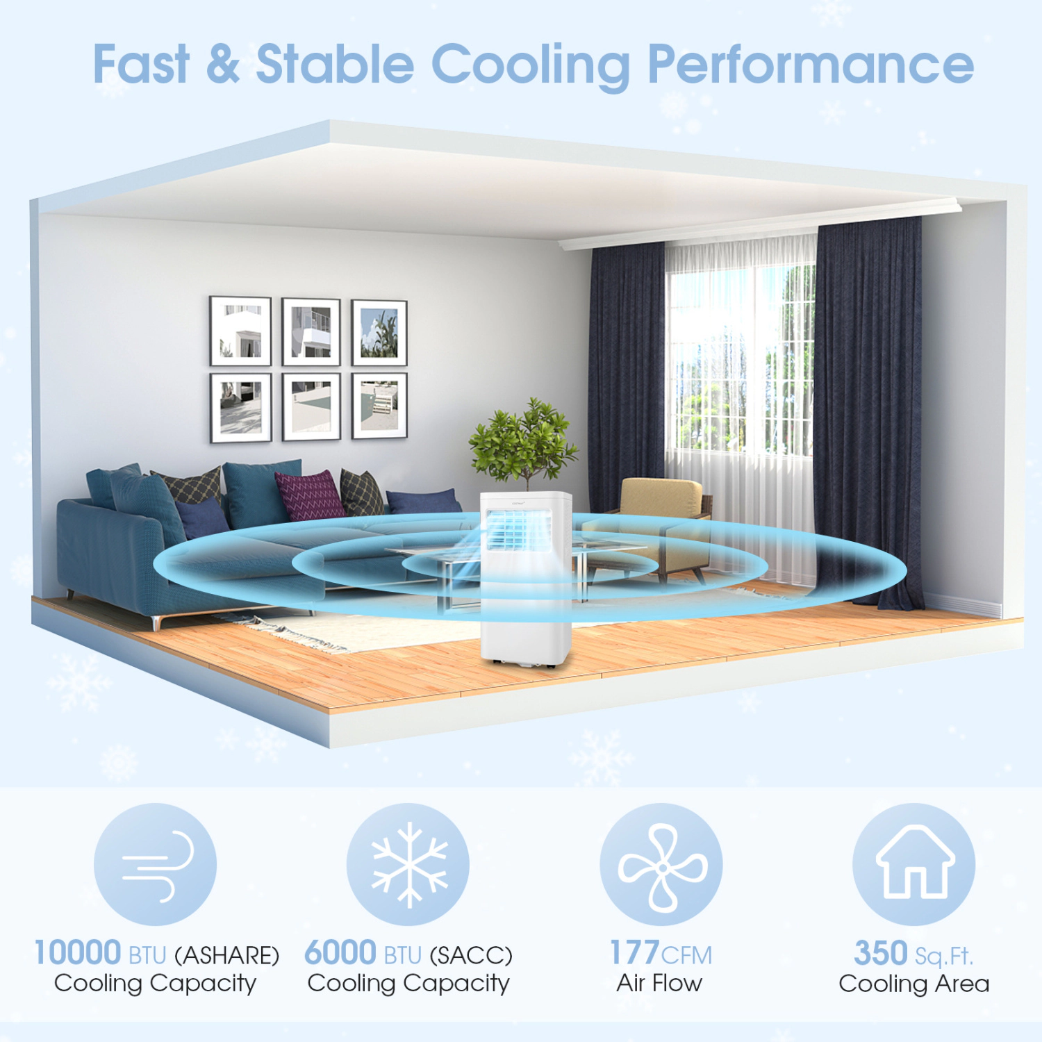 LJG 6000 BTU(SACC) Portable Air Conditioner Cools 250 Sq.Ft
