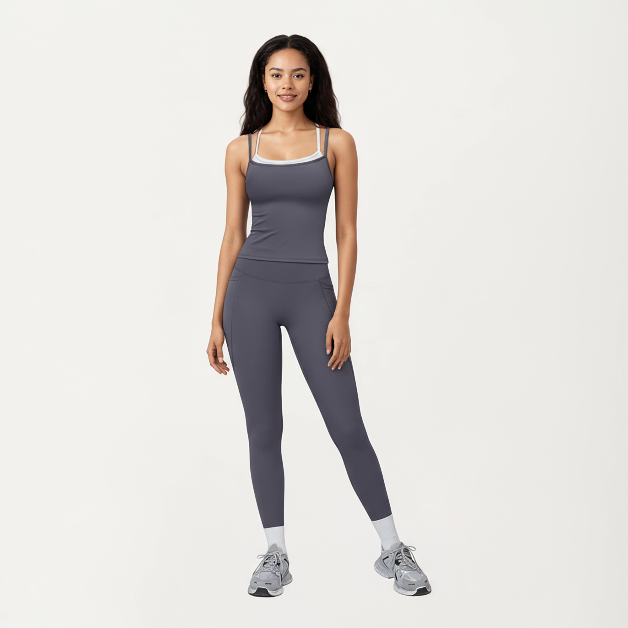 Anna-Kaci Women's Double Strap Fitted Active Tank Top with Built-In Shelf Bra