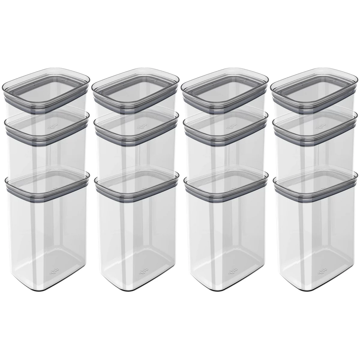 OU Airtight Food Storage Container 24pc, BPA Free Clear Plastic Containers w/ Leak Proof Lid, Stackable Pantry Organizer