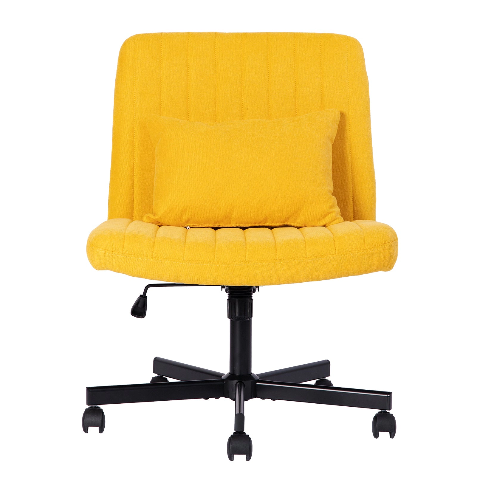 Platinum-Level Office Chairs Yellow Linen Criss-Cross Office Chair with Wheels, Ergonomic Comfort