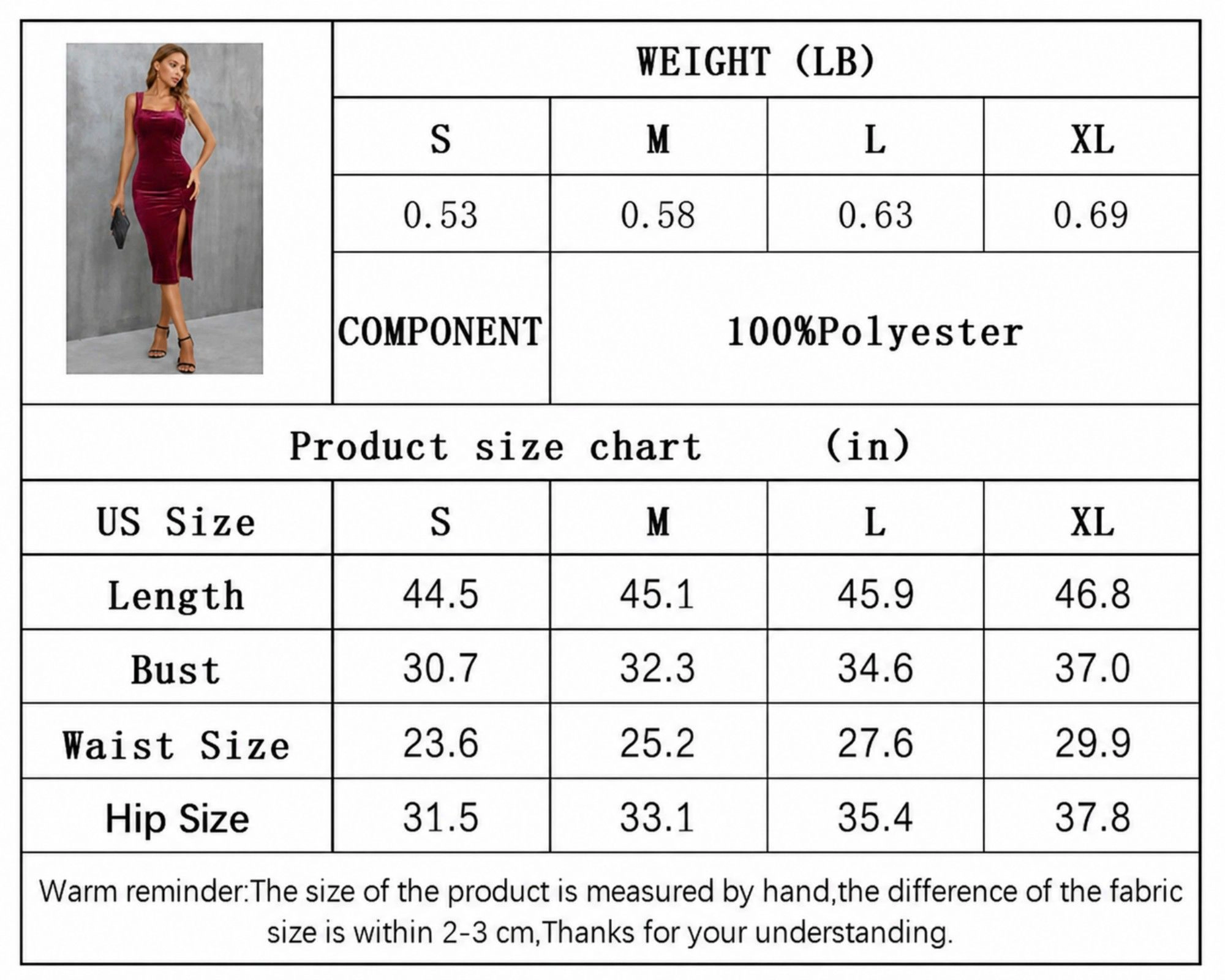 Anna-Kaci Women's Velvet Bodycon Square Neck Wide Straps Back Zipper Side Slit Fitted Midi Dress