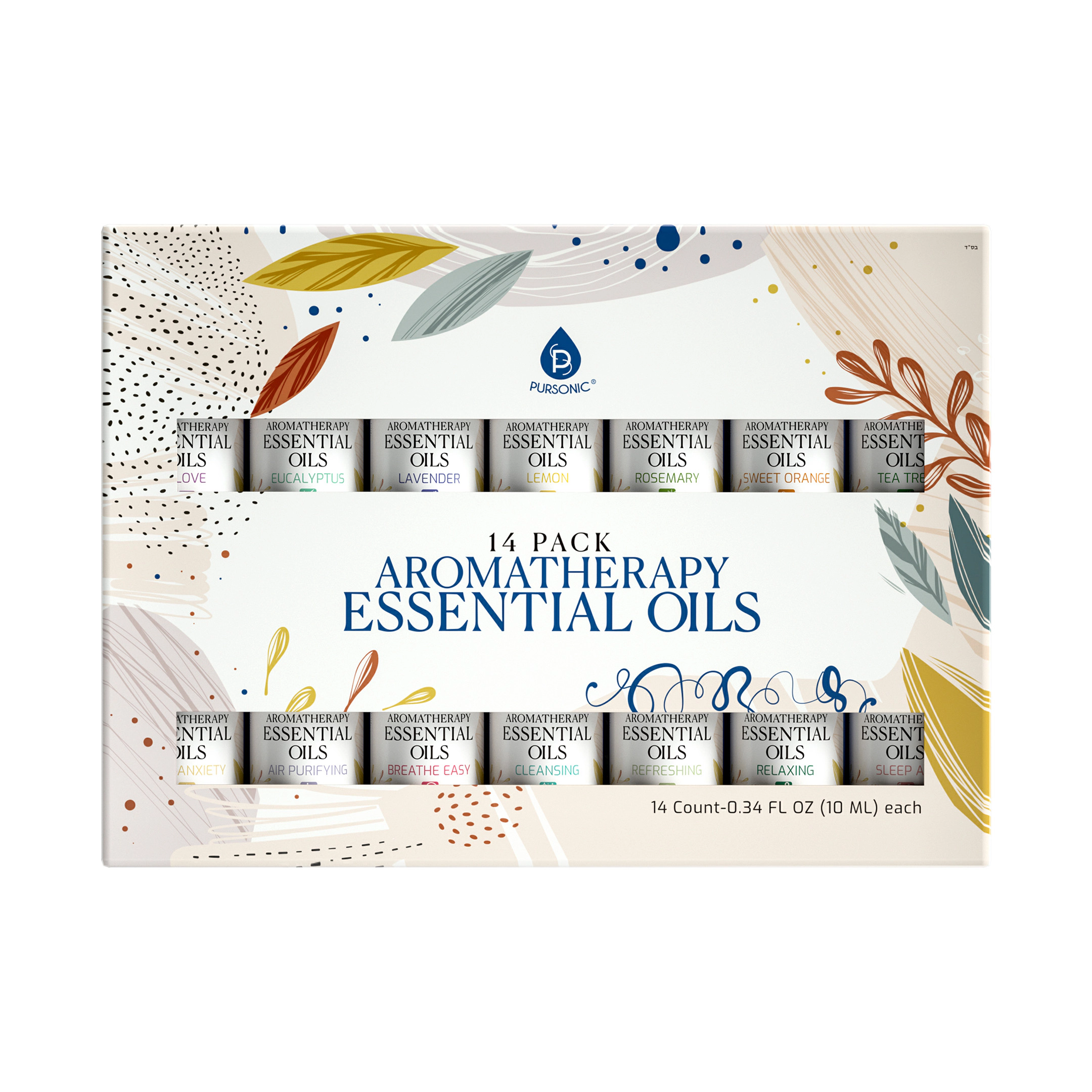 Pursonic Unisex 14 Pack Aromatherapy Essential Oil Gift Set