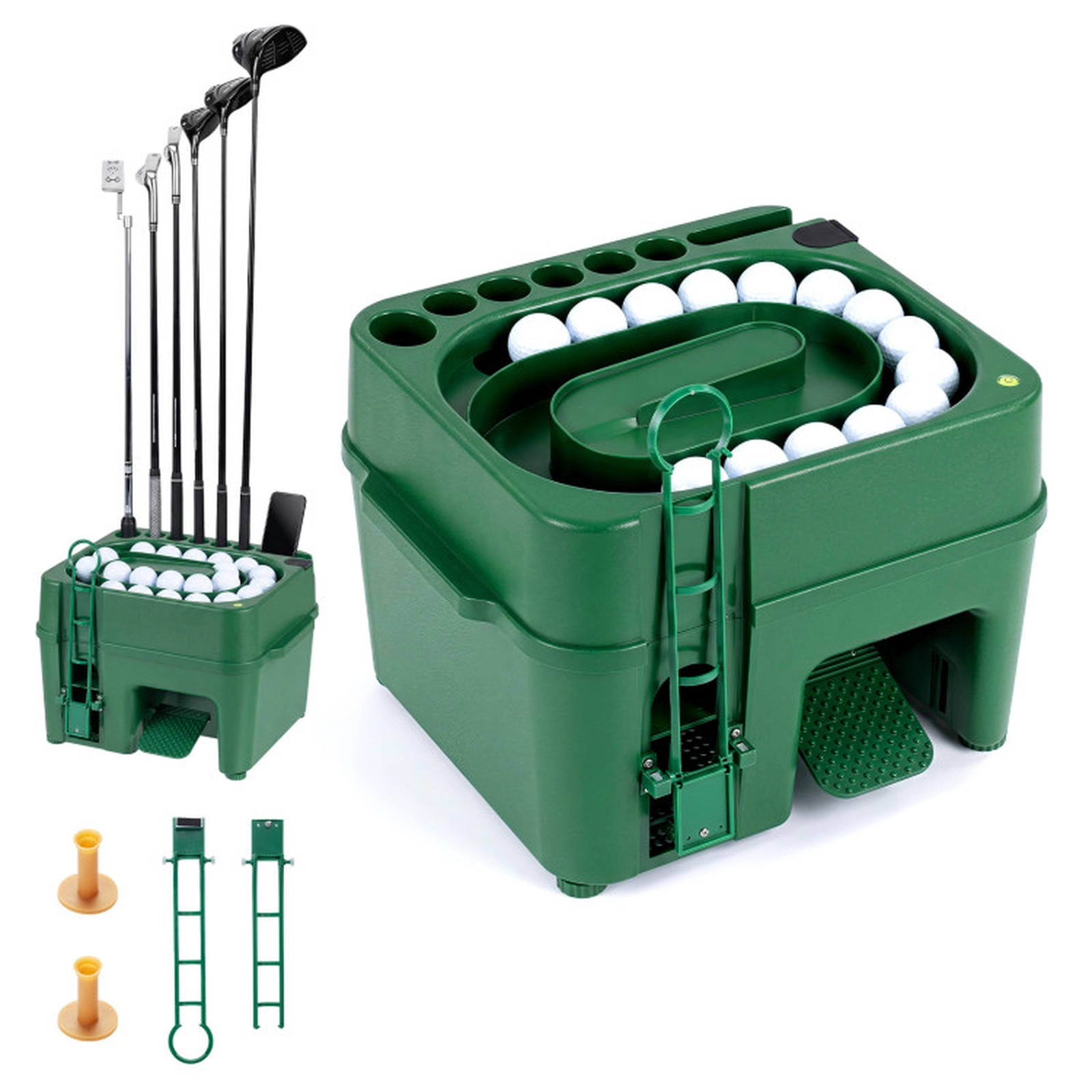 SUGIFT Green Golf Ball Dispenser with 6-Club Holder and Auto Tee-Up 17-in W 13.5-in D 12-in H 50-Ball Capacity