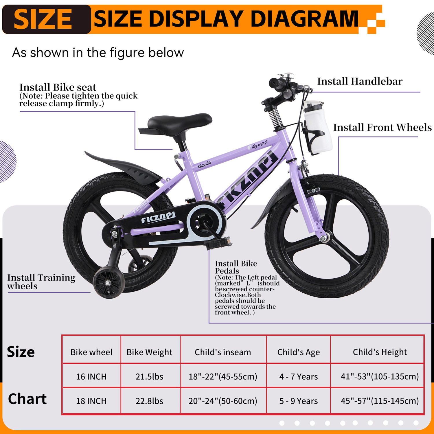 GBruno Lightweight 18-Inch Kids Bike