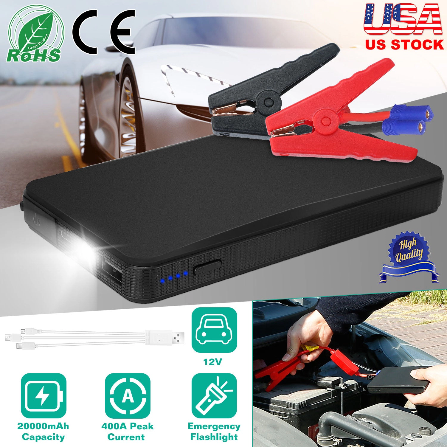 GBruno 400A 20000mAh Car Jump Starter Power Bank