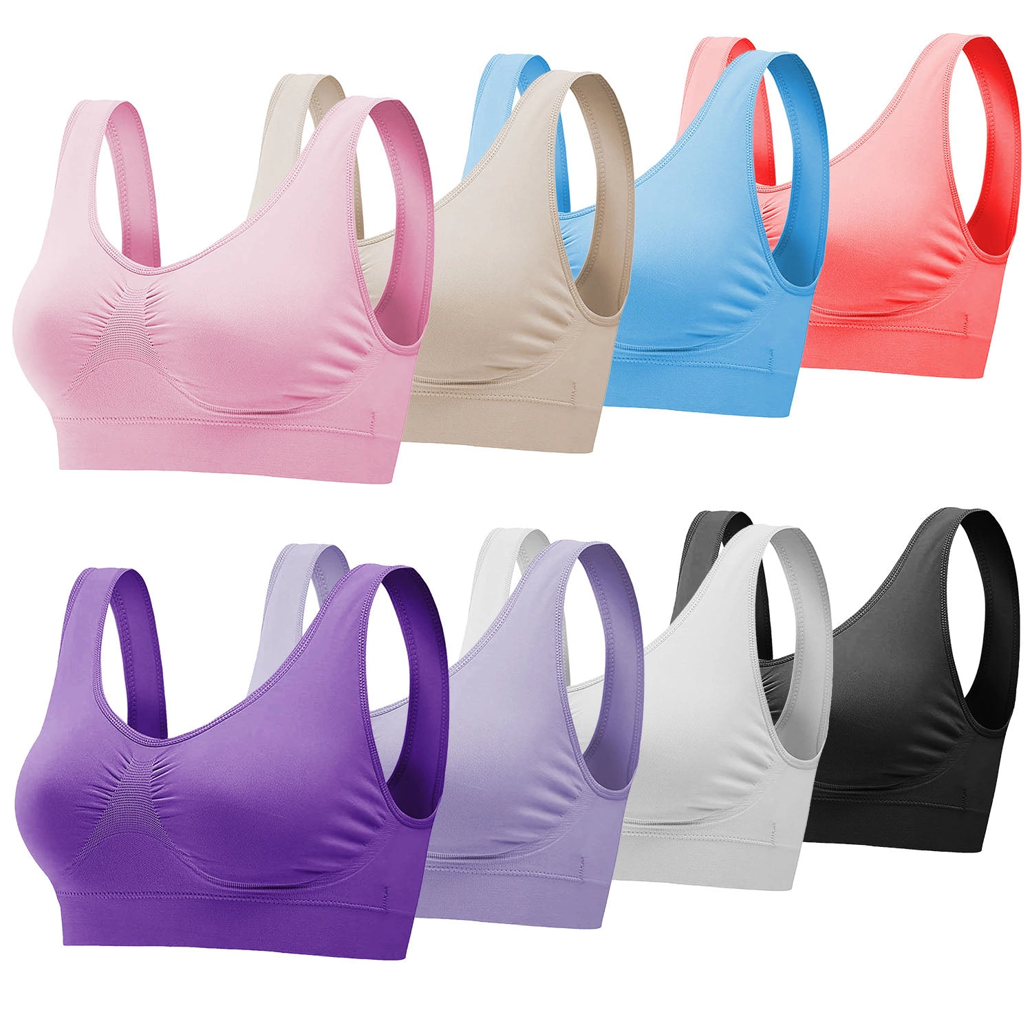 GBruno Seamless Wire-Free Sports Bra 3-Pack