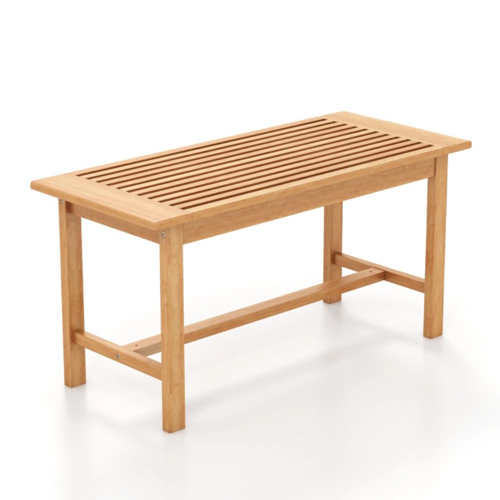 Hivvago Patio Coffee Table 36 Inch Rectangular Outside Side Table With Slatted Tabletop