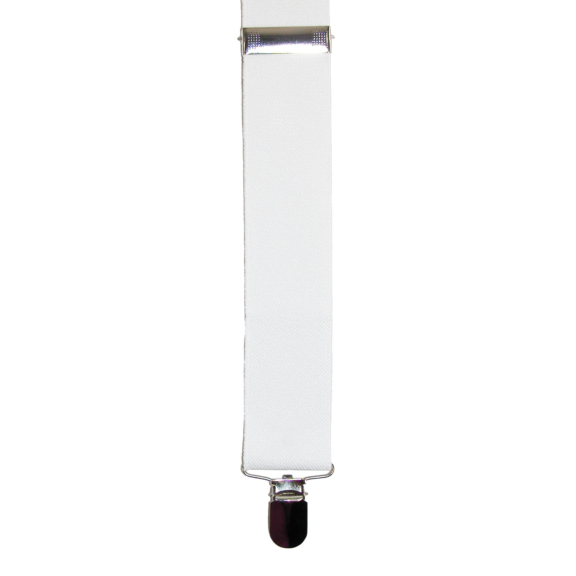 CTM Elastic Solid White Clip-End Suspenders