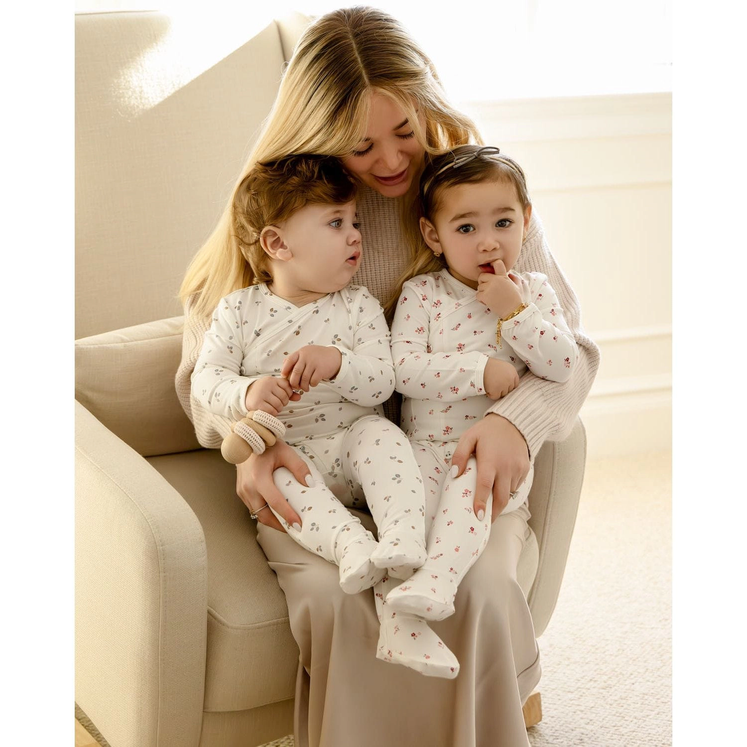 MeMoi Baby Girls "Blissful Blossoms" Crossover Neckline Footie