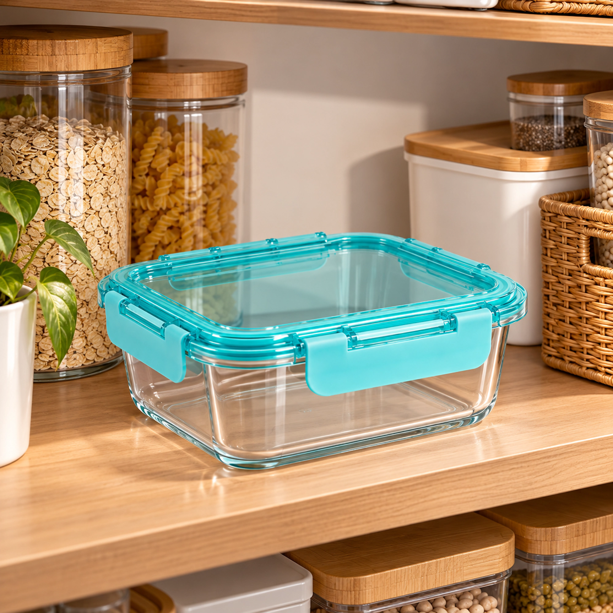 Lexi Home 2-Compartment Borosilicate Glass Food Container with Airtight Lid
