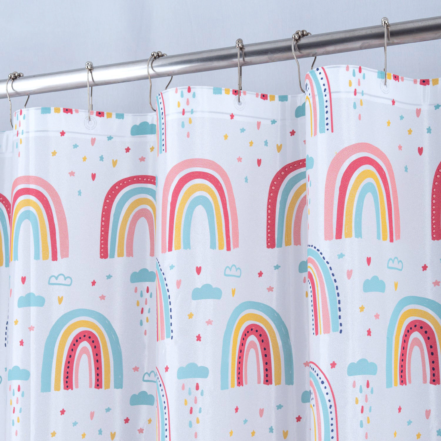 RT Designers Collection 90GSM Peva Glit Printed Rainbow Shower Curtain 70" x 72" Muticolor