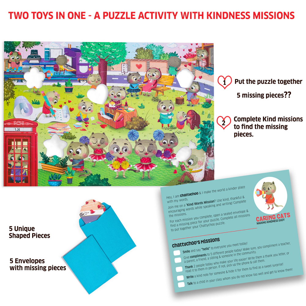 Chalk & Chuckles Caring Cats Chattychoo Activity Puzzle -100 pieces