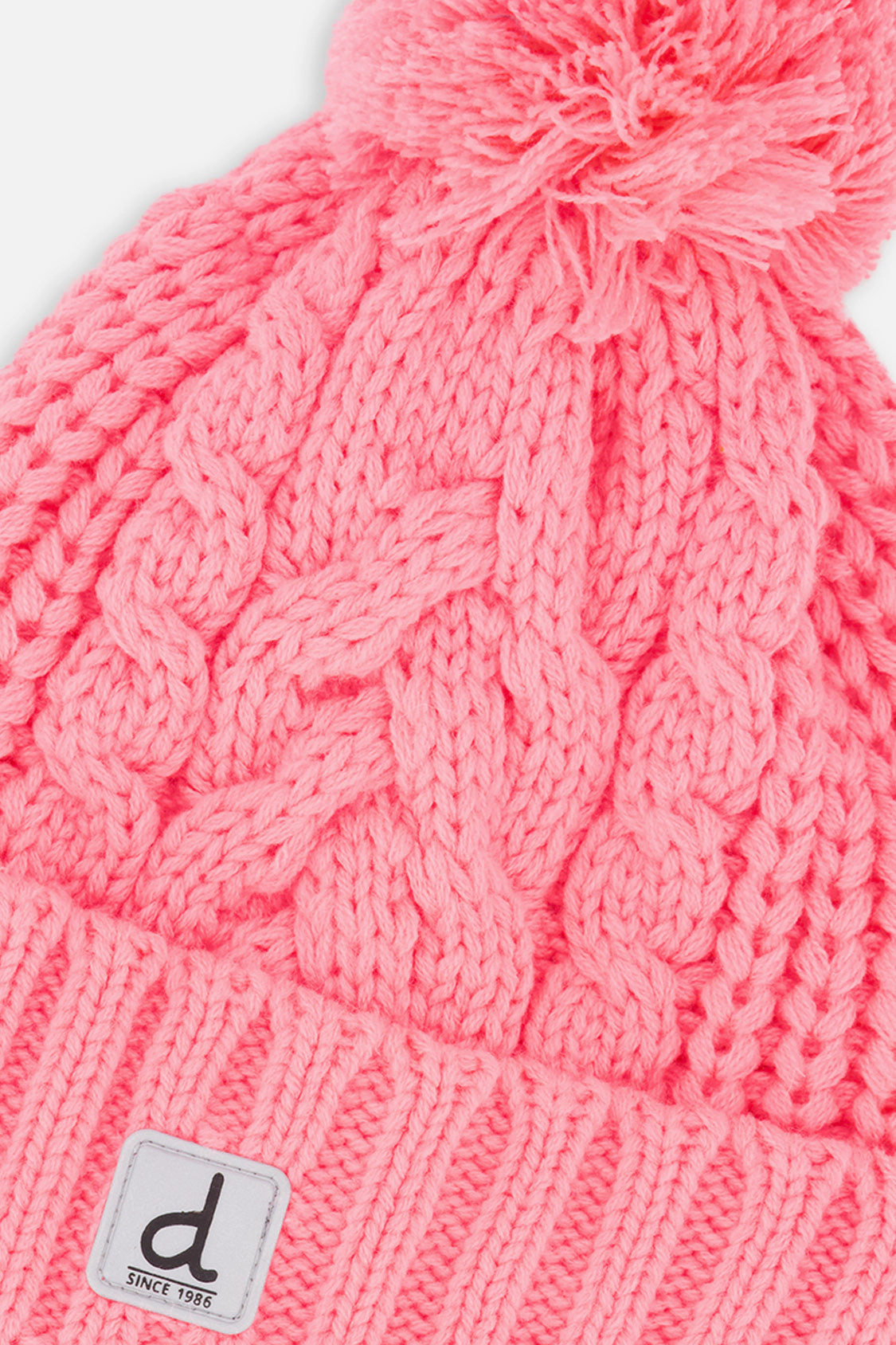 Deux par Girls Cable-Knit Winter Knit Hat with Pompom