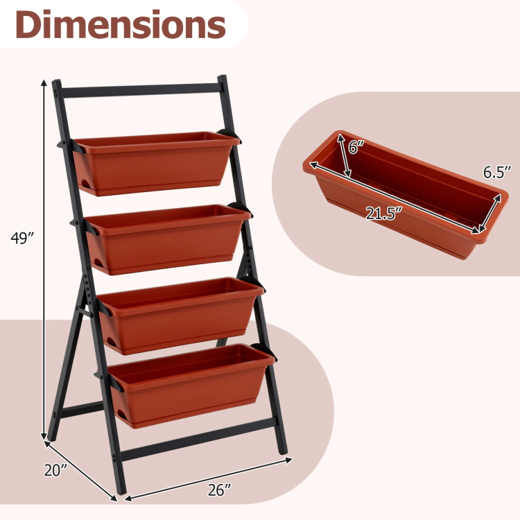 Hivvago 4-Tier Vertical Raised Garden Bed with Drainage Holes and 4 Containers