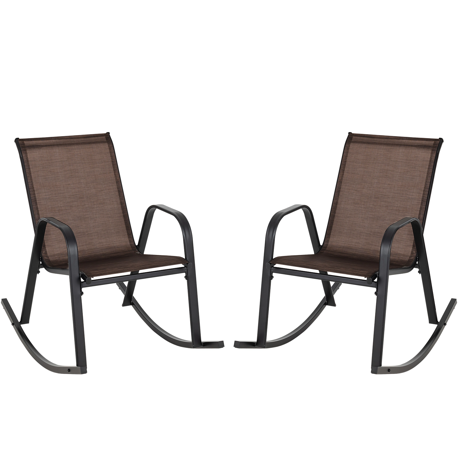 SUGIFT Set of 2 Brown Metal Outdoor Rocking Chairs