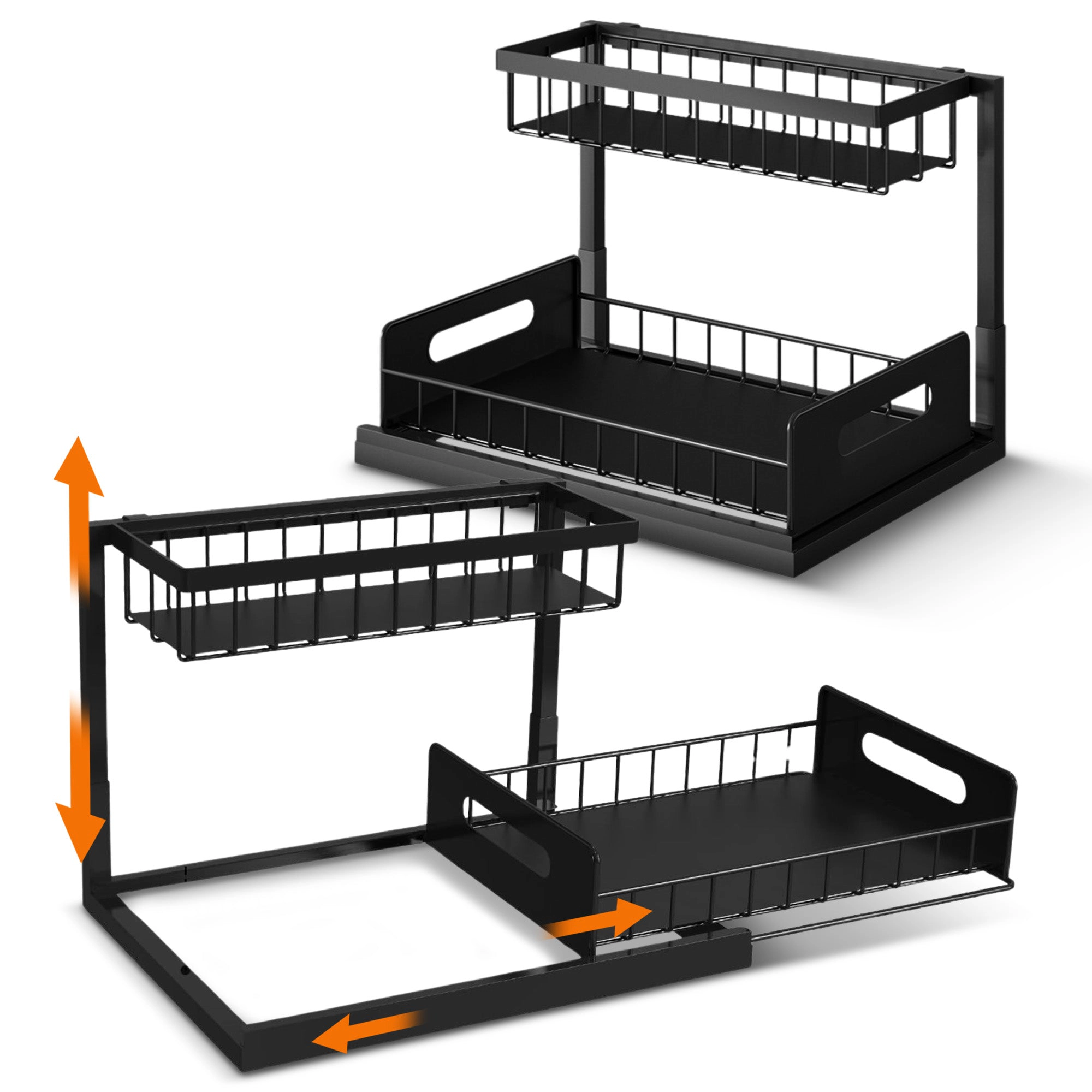 Cheer Collection 2-Tier Under Sink Organizer with Heavy-Duty Metal Frame