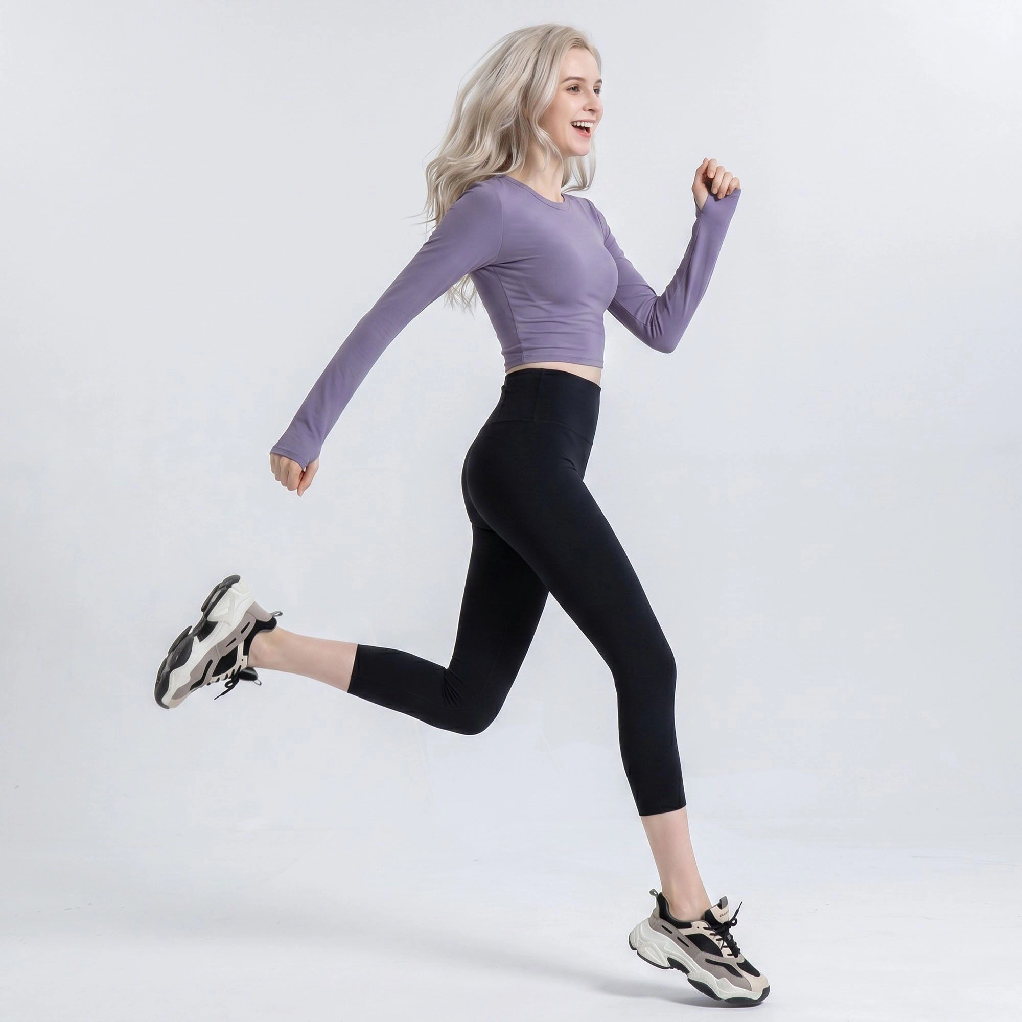 Anna-Kaci Women's High-Waist Capri Leggings with Wide Waistband Smooth Stretch Pull On Yoga Active Pants