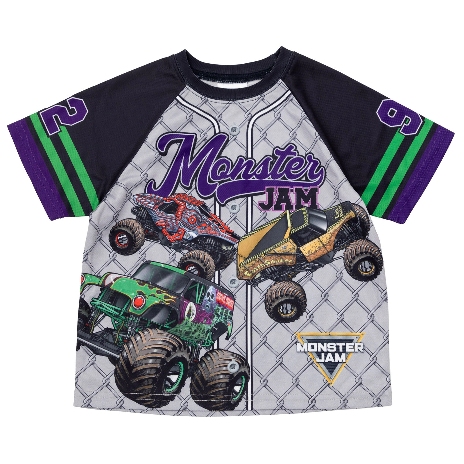 Monster Jam Boys' Athletic 2-Piece Baseball Jersey and Shorts Set