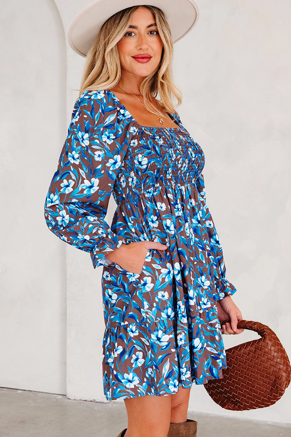 Threaded Pear Women's Norava Ruffled Sleeve Floral Dress