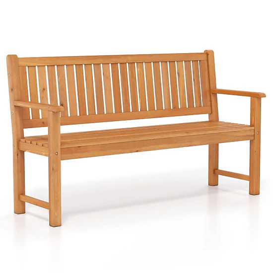 Hivvago 3-Seater Outdoor Wooden Bench Large Garden Bench With Backrest