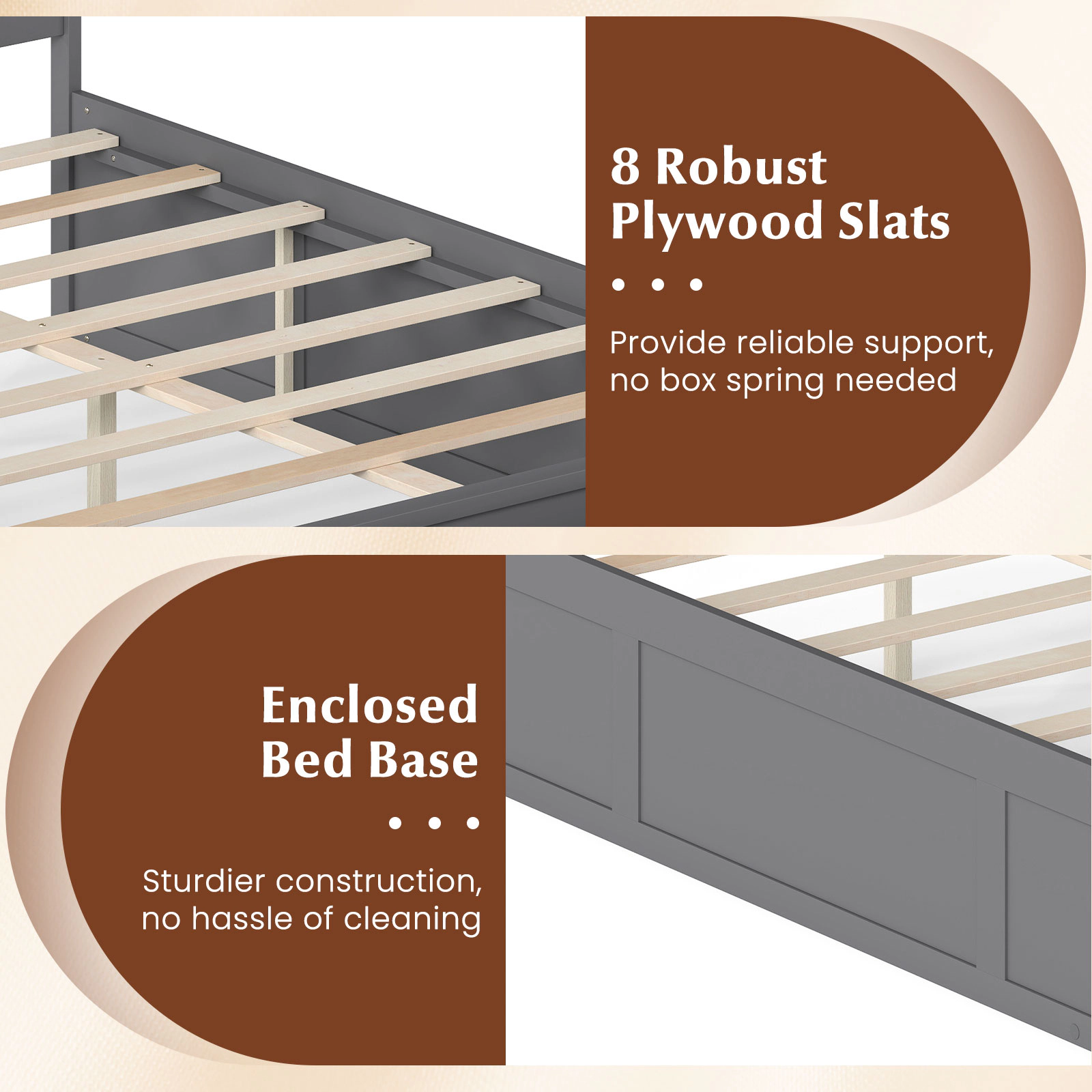 LJG Full Wooden Platform Bed Frame with Storage Drawers