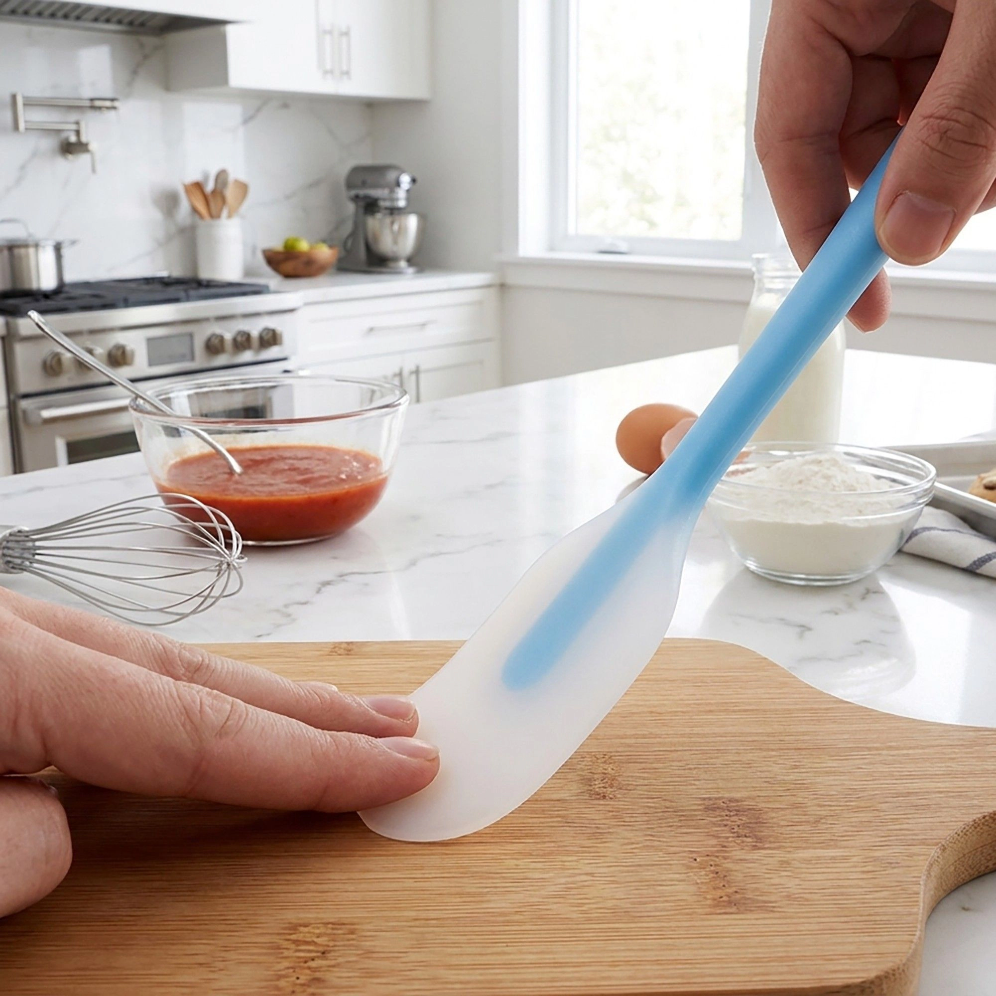 Alilang Women 3-Piece Silicone Spatula Set with Handle, Flexible and Durable Kitchen Tools for Cooking Baking